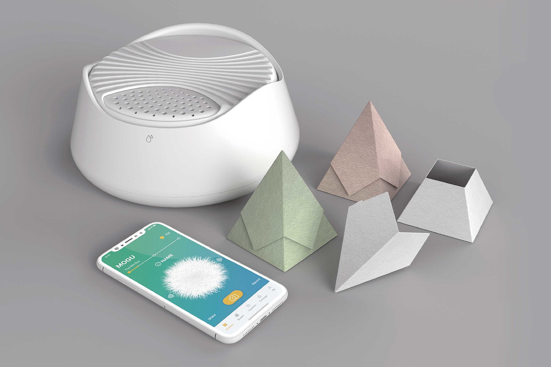 2019 red dot design concept award，MOGU，Waste paper mushroom，