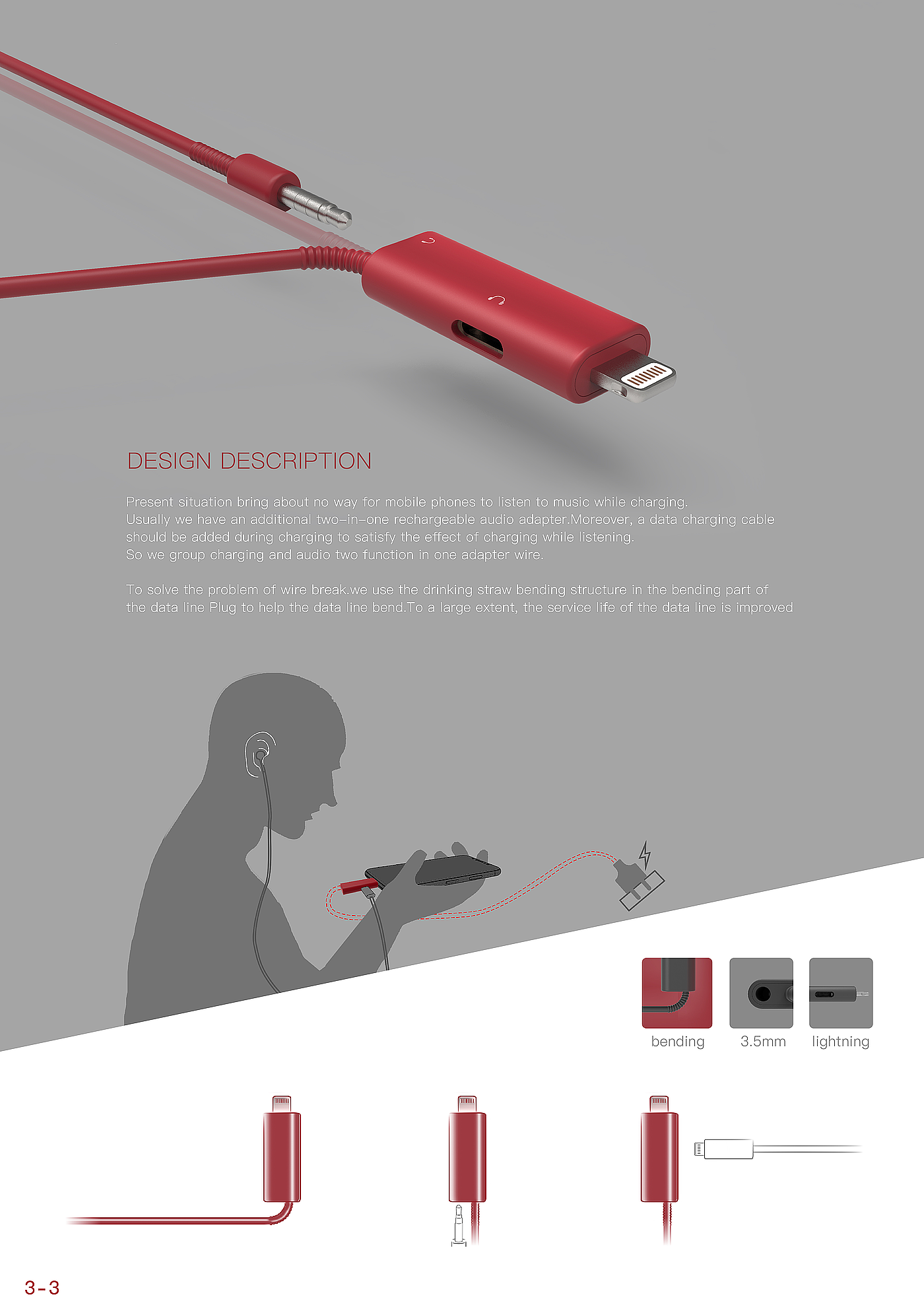 2019 red dot design concept award，Adapter，Charging Line，