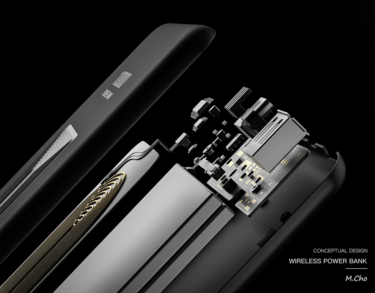 c4d，three-dimensional，portable battery，Wireless charging，