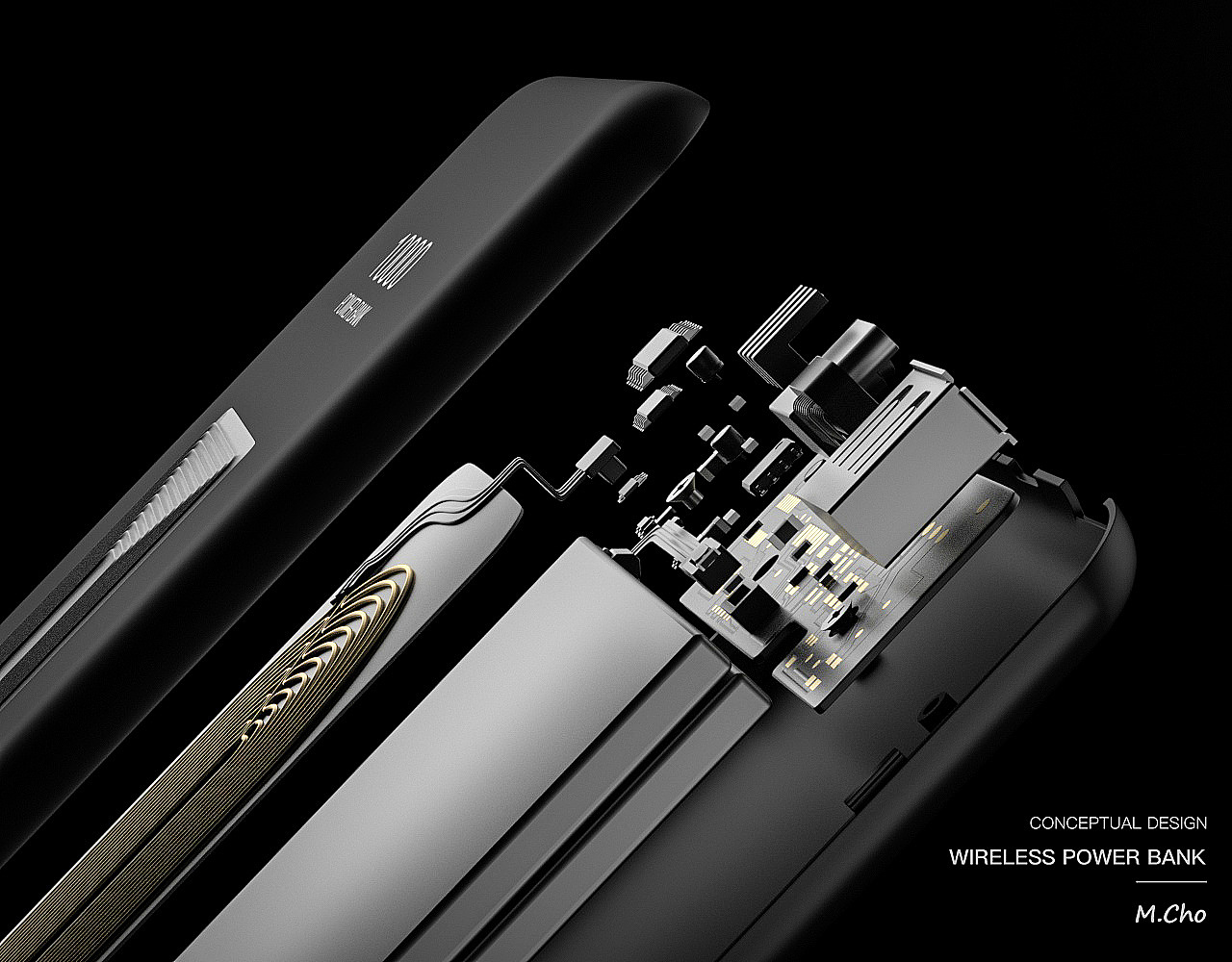 c4d，three-dimensional，portable battery，Wireless charging，