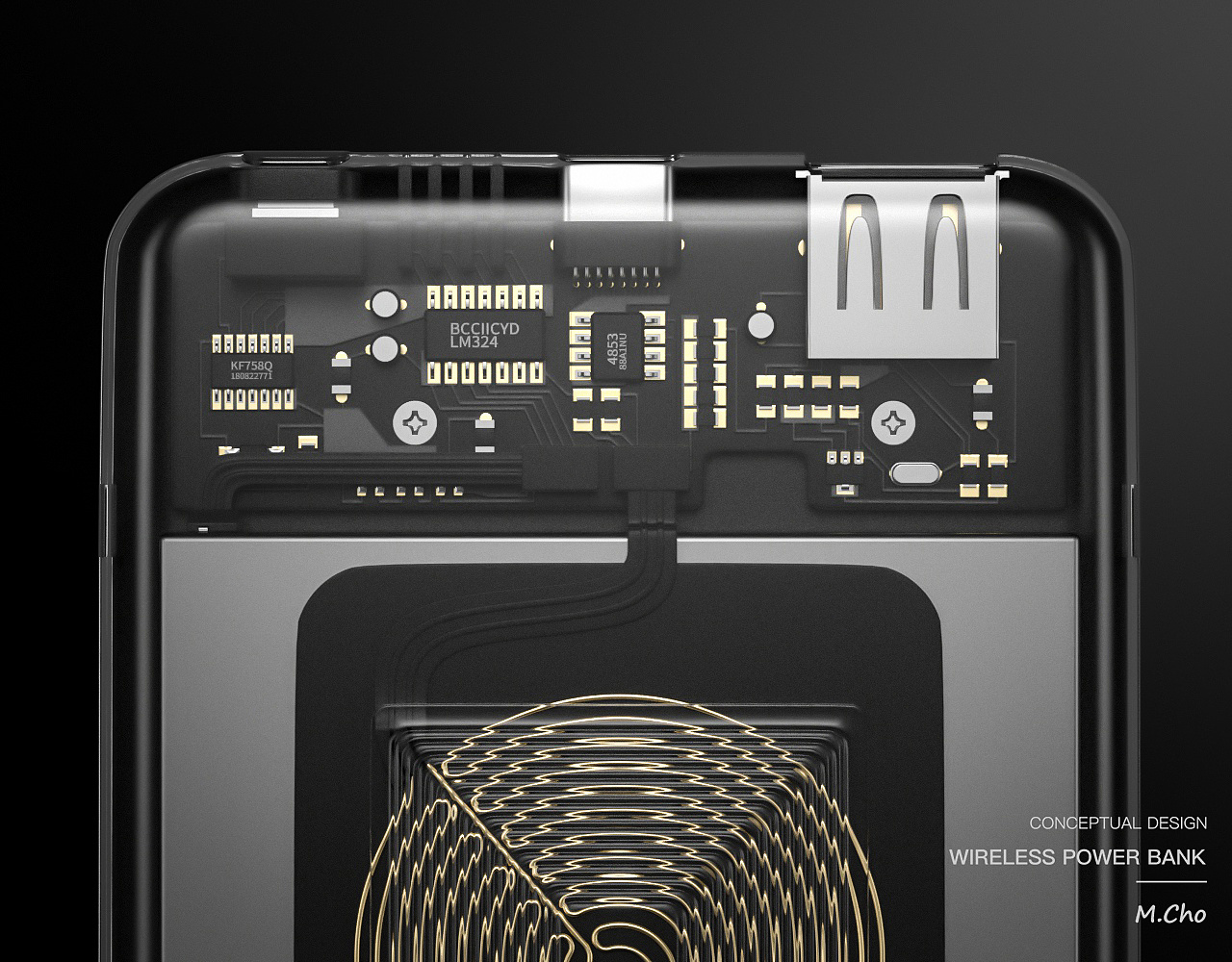 c4d，three-dimensional，portable battery，Wireless charging，