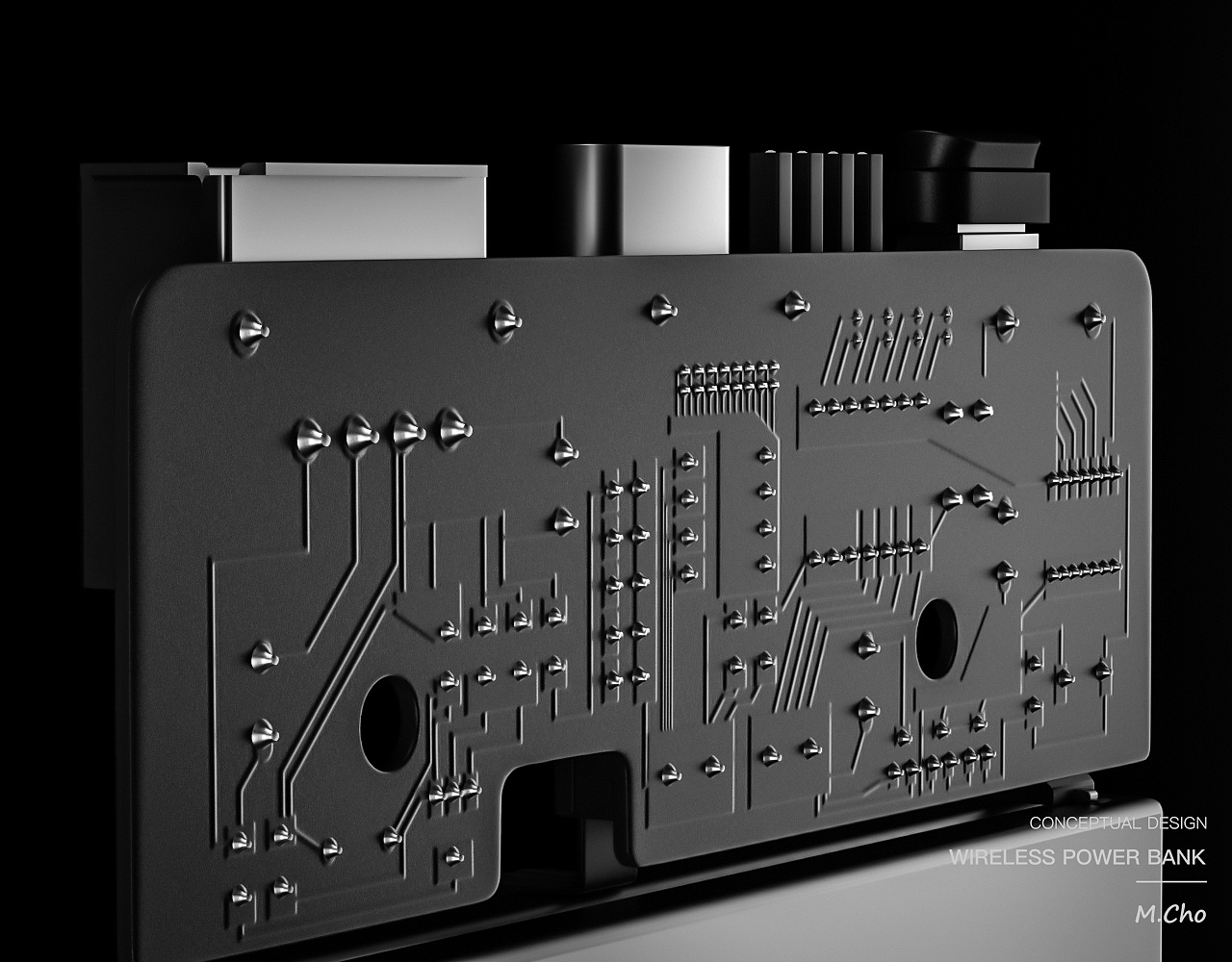 c4d，three-dimensional，portable battery，Wireless charging，