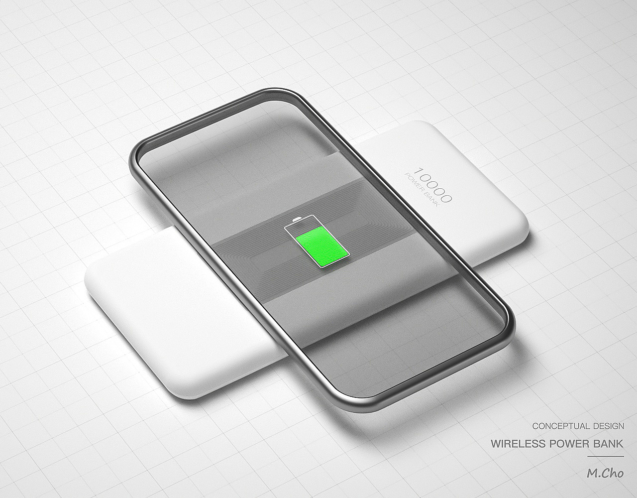 c4d，three-dimensional，portable battery，Wireless charging，