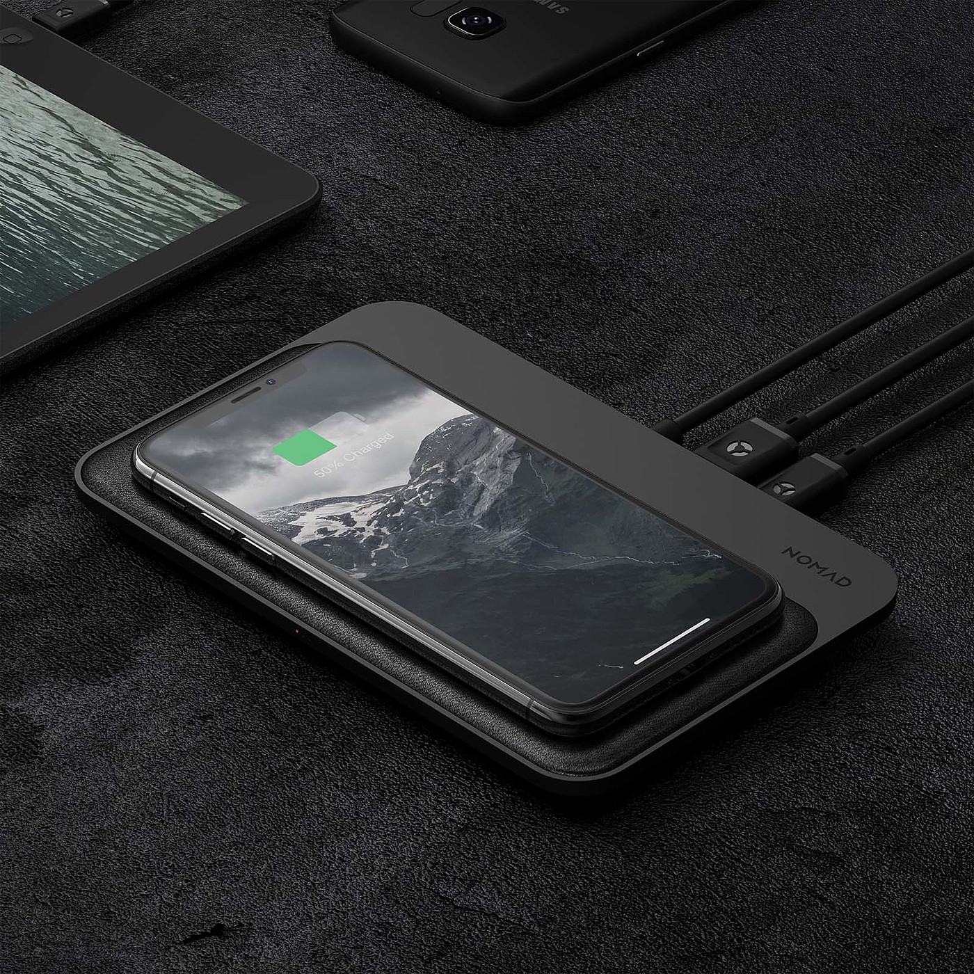 Charging base station，wireless，Minimalism，black，Leatherwear，