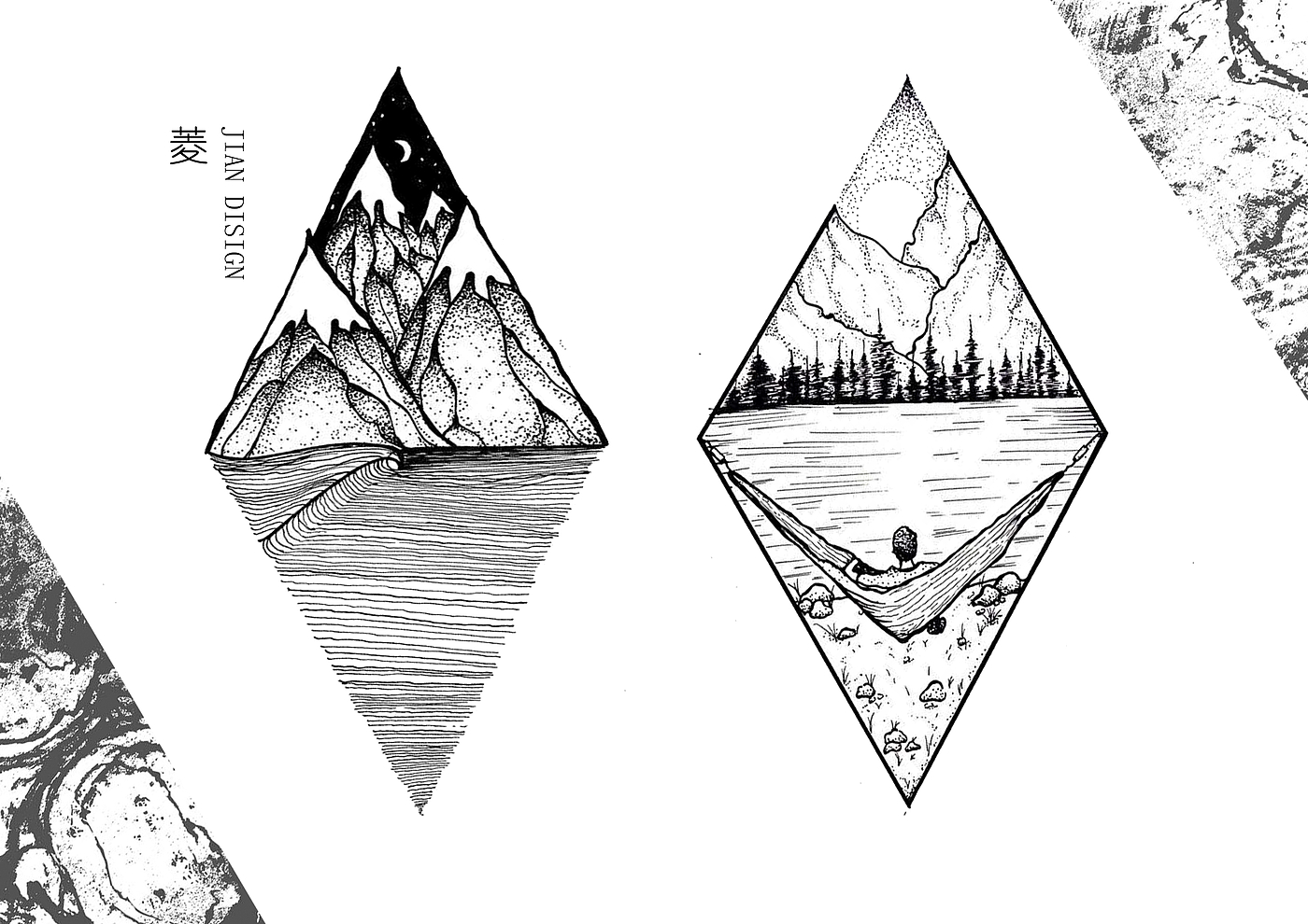 Illustration, needle pen, dot painting,，