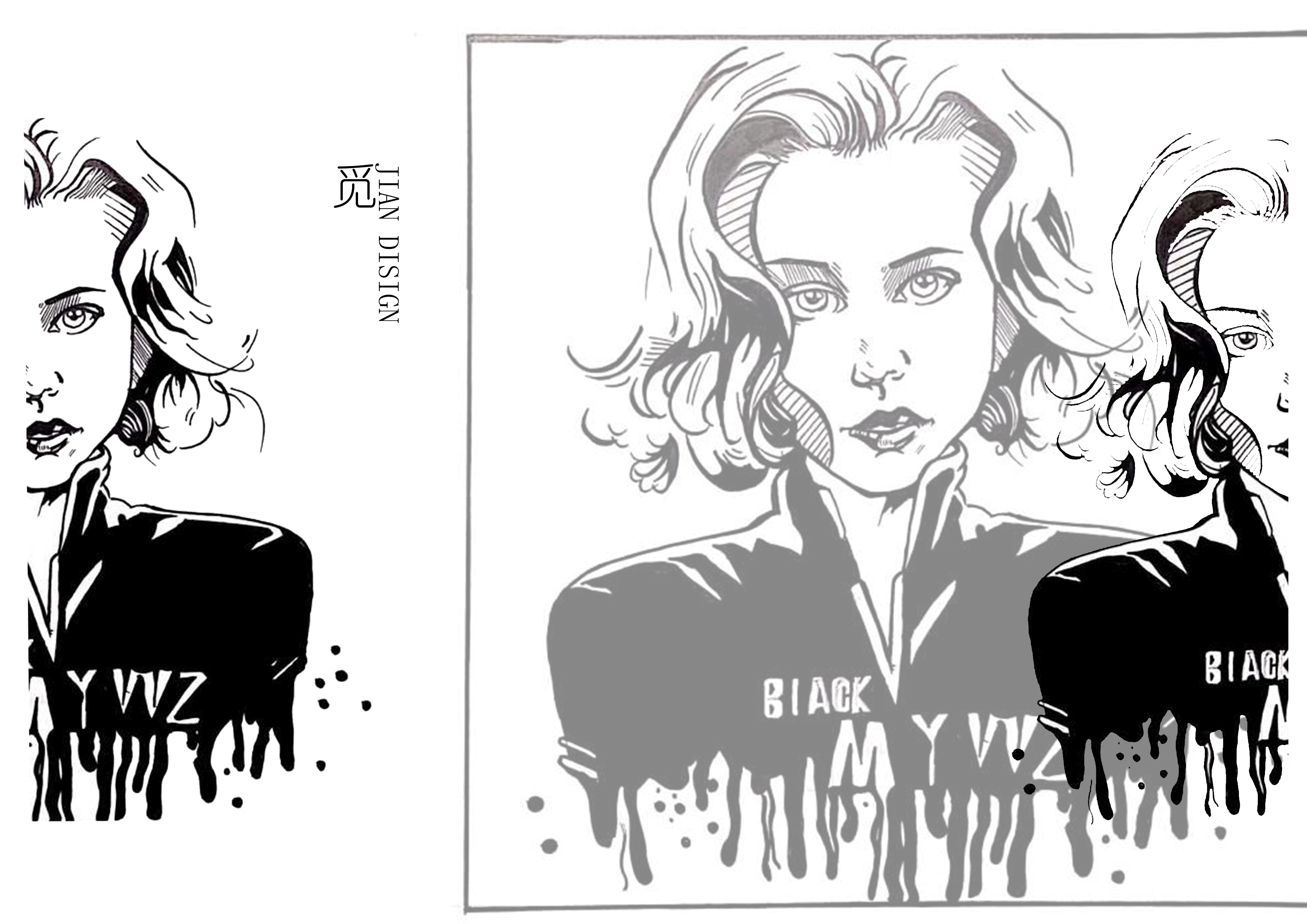 Illustration, needle pen, dot painting,，