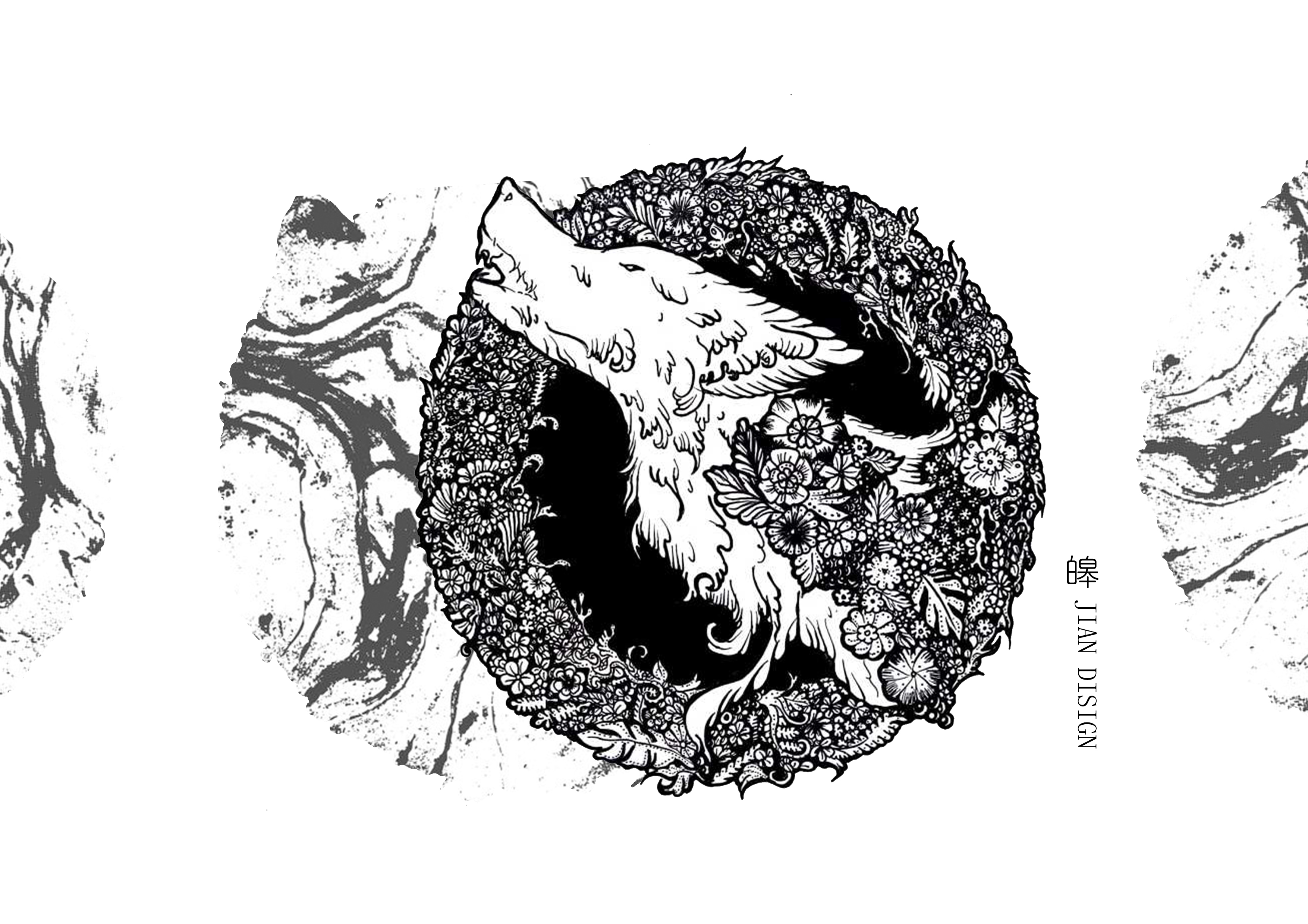 Illustration, needle pen, dot painting,，