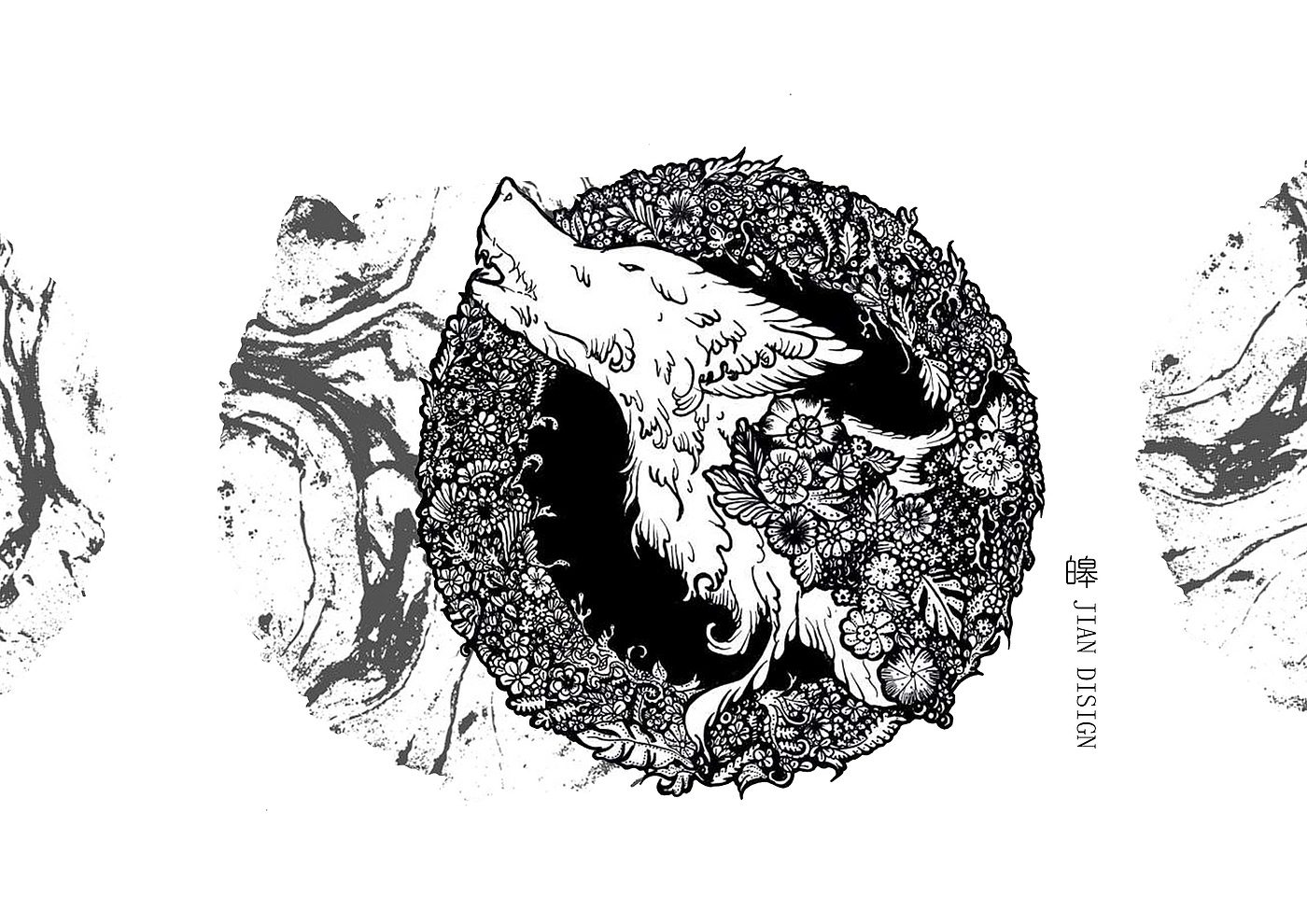 Illustration, needle pen, dot painting,，