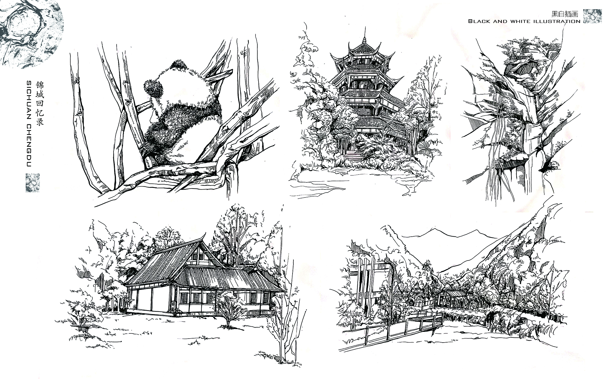 Illustration, needle pen, dot painting,，