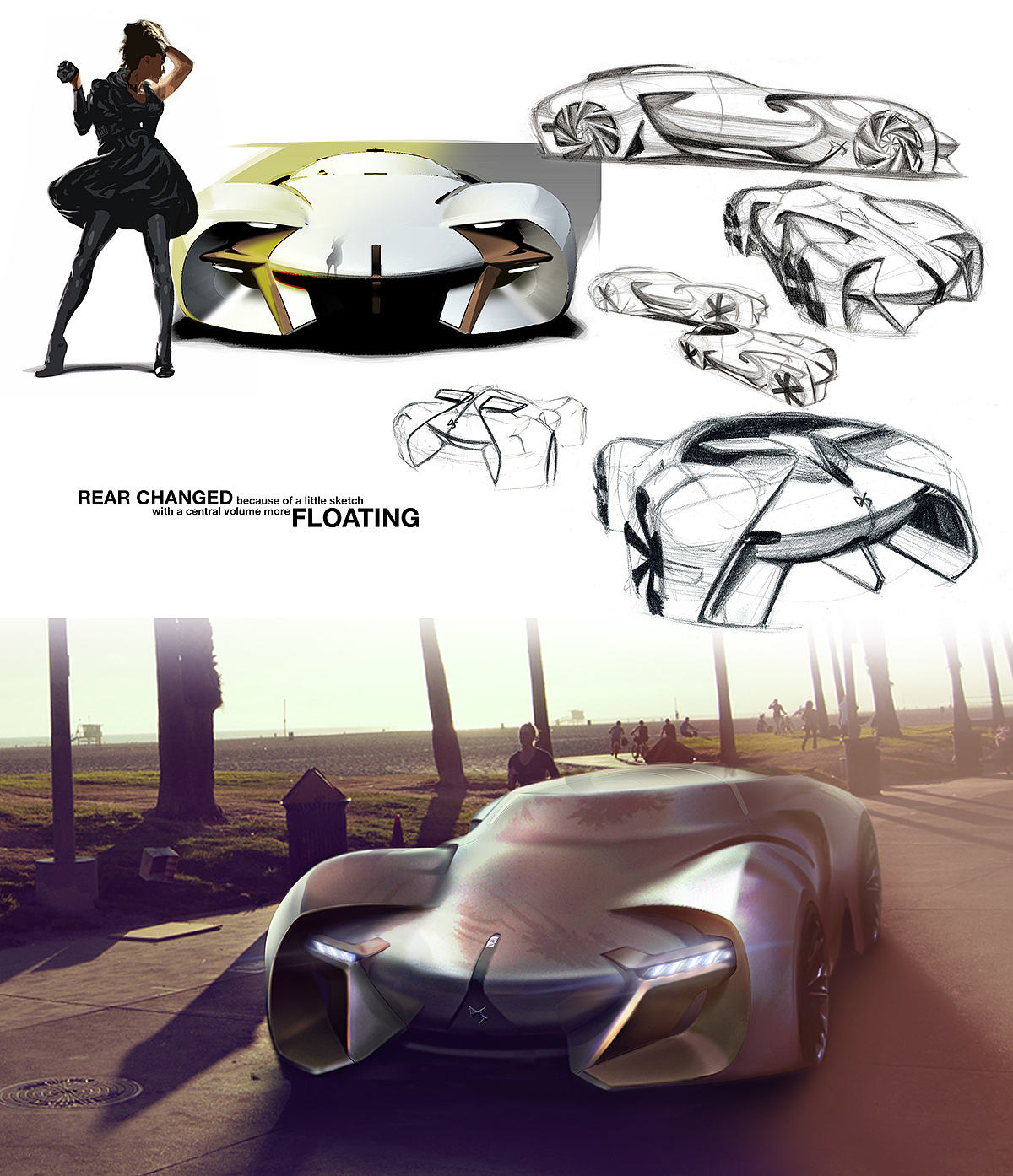 Automatic design，Sports car，Visual design，Hand drawn rendering，industrial design，