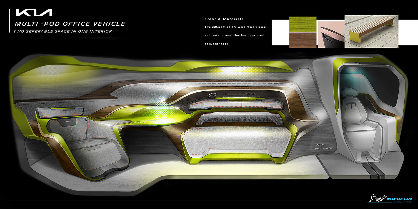 办公车，未来，KIA MULTI- POD，概念设计，概念车，草图，