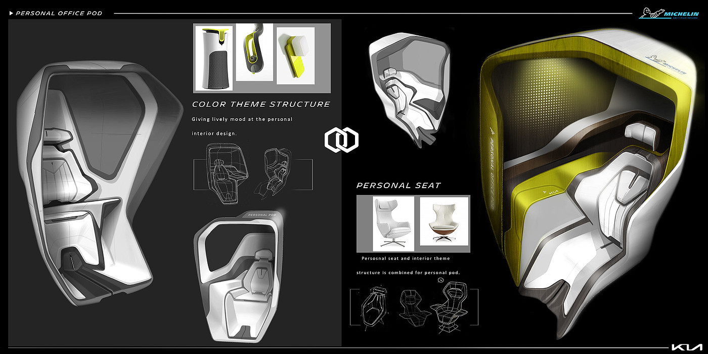 Office car，future，KIA MULTI-POD，conceptual design，Concept Car，sketch，