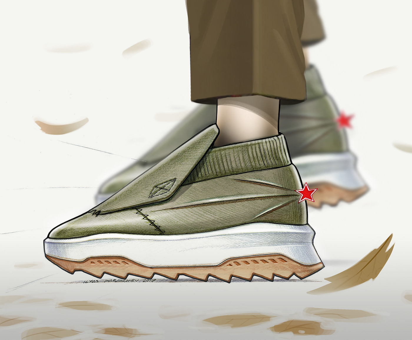 shoes，Hand drawn，sketch，fashion，clothing design，