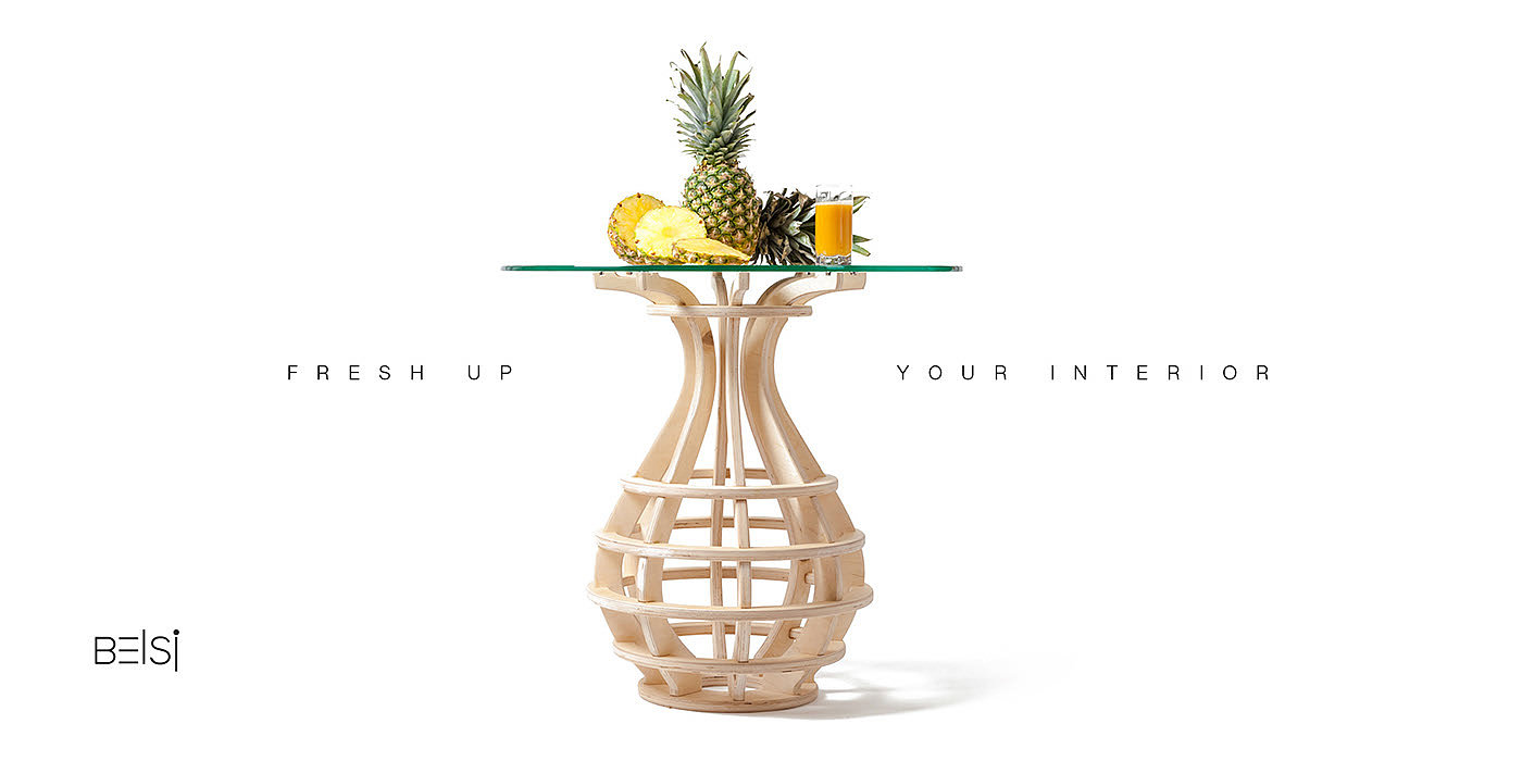 Table，wooden ，lovely，pineapple，