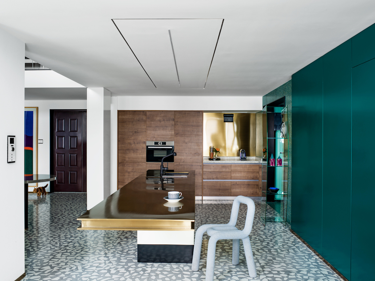 Interior design，Chongqing，Dark green hue，White tone，Simplicity，