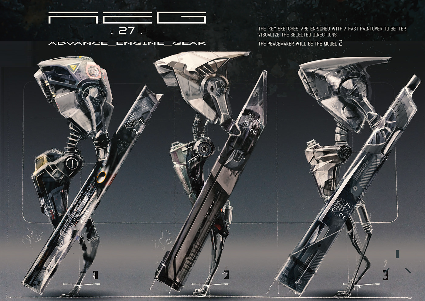 robot，Character design，Digital art，Render，Hand drawn，