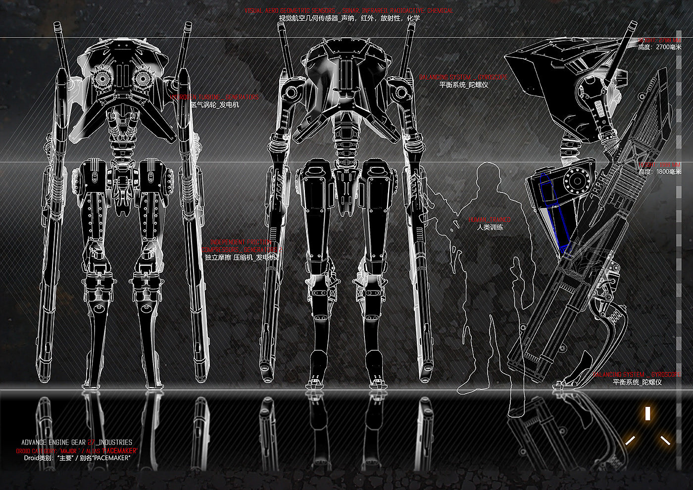 robot，Character design，Digital art，Render，Hand drawn，