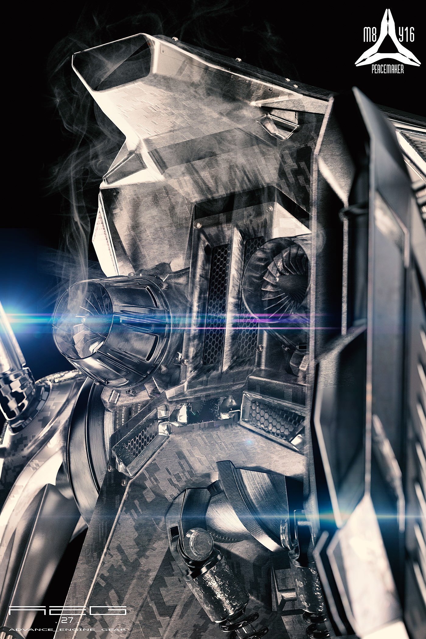 robot，Character design，Digital art，Render，Hand drawn，