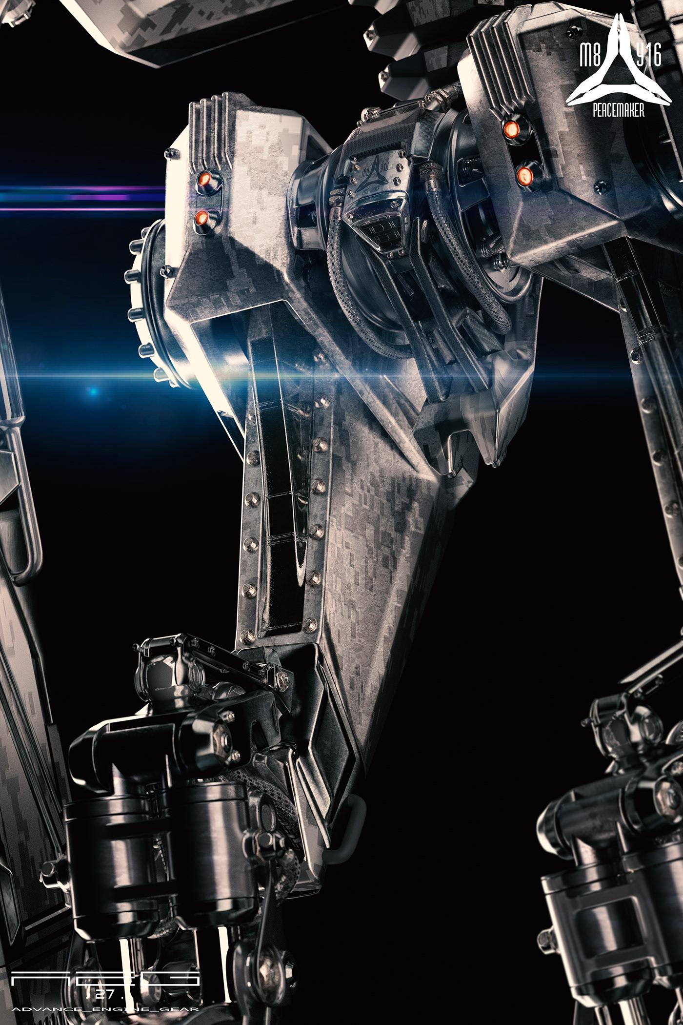 robot，Character design，Digital art，Render，Hand drawn，