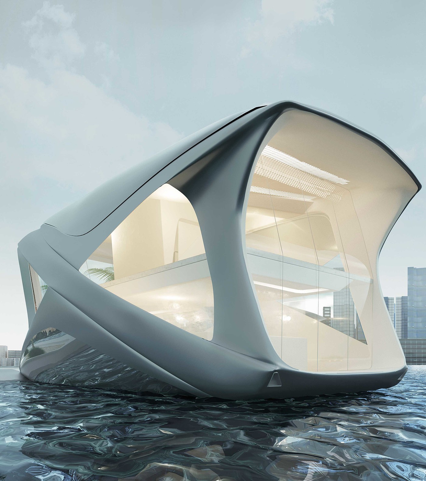 2019 red dot design concept award，Marine community system，Marine community，Water mobile living space，