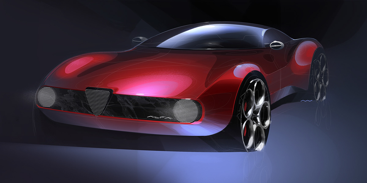 Automobile design，Render，Color matching，Hand drawn，