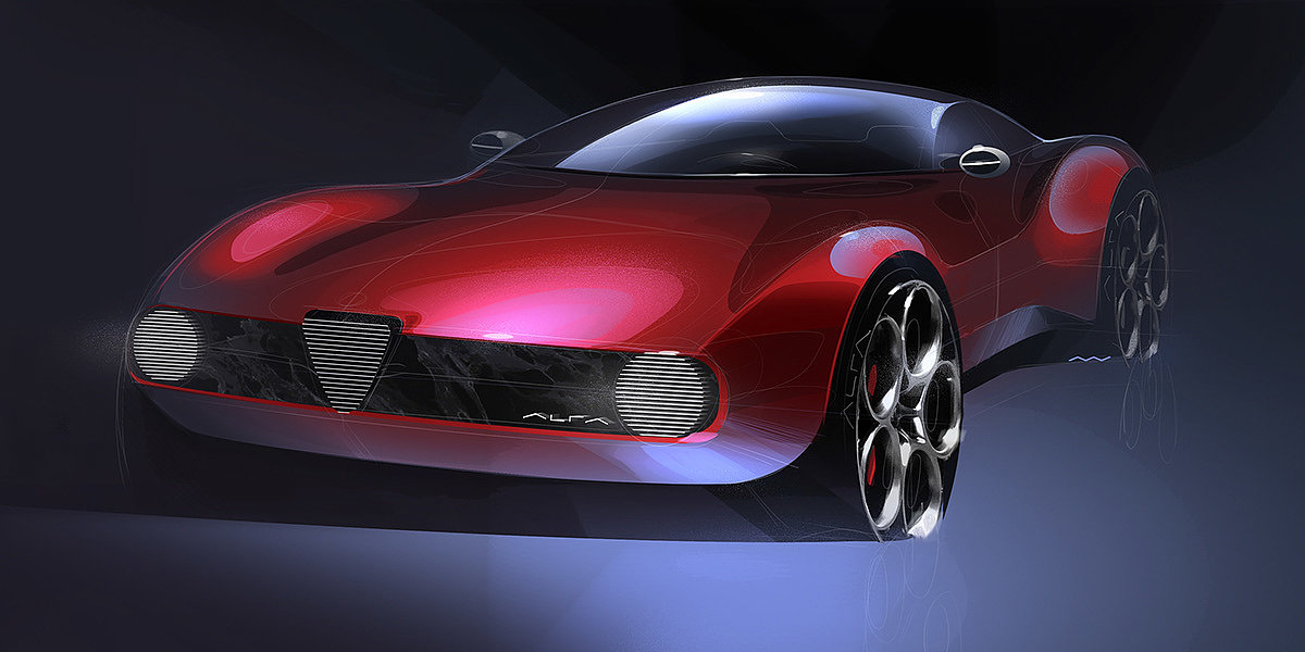 Automobile design，Render，Color matching，Hand drawn，
