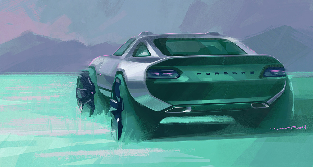 Automobile design，Render，Color matching，Hand drawn，