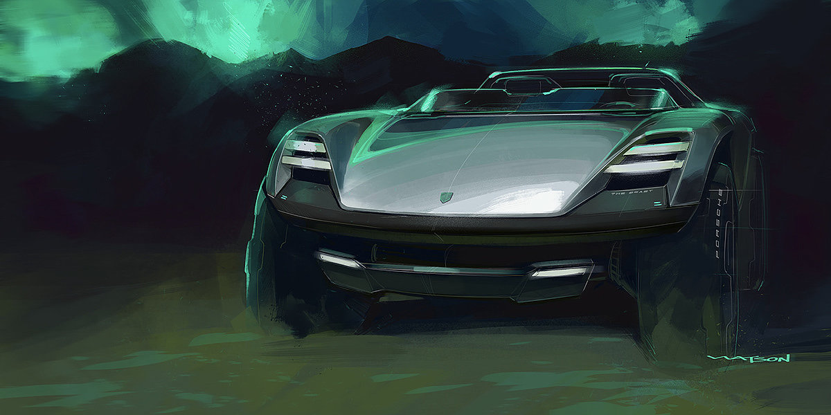 Automobile design，Render，Color matching，Hand drawn，