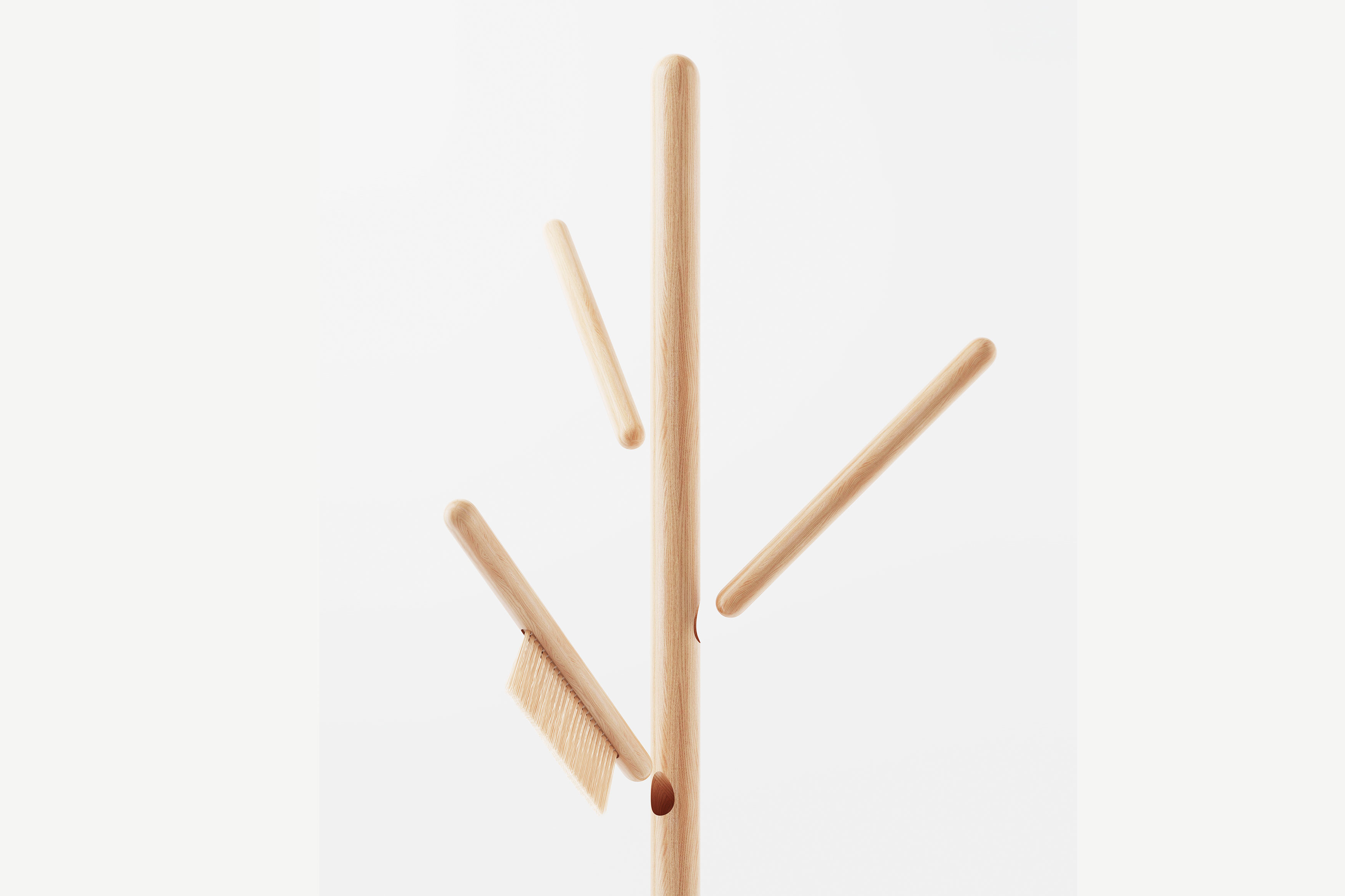 2019 red dot design concept award，Brush hanger，Branch camouflage，Clothes brush，