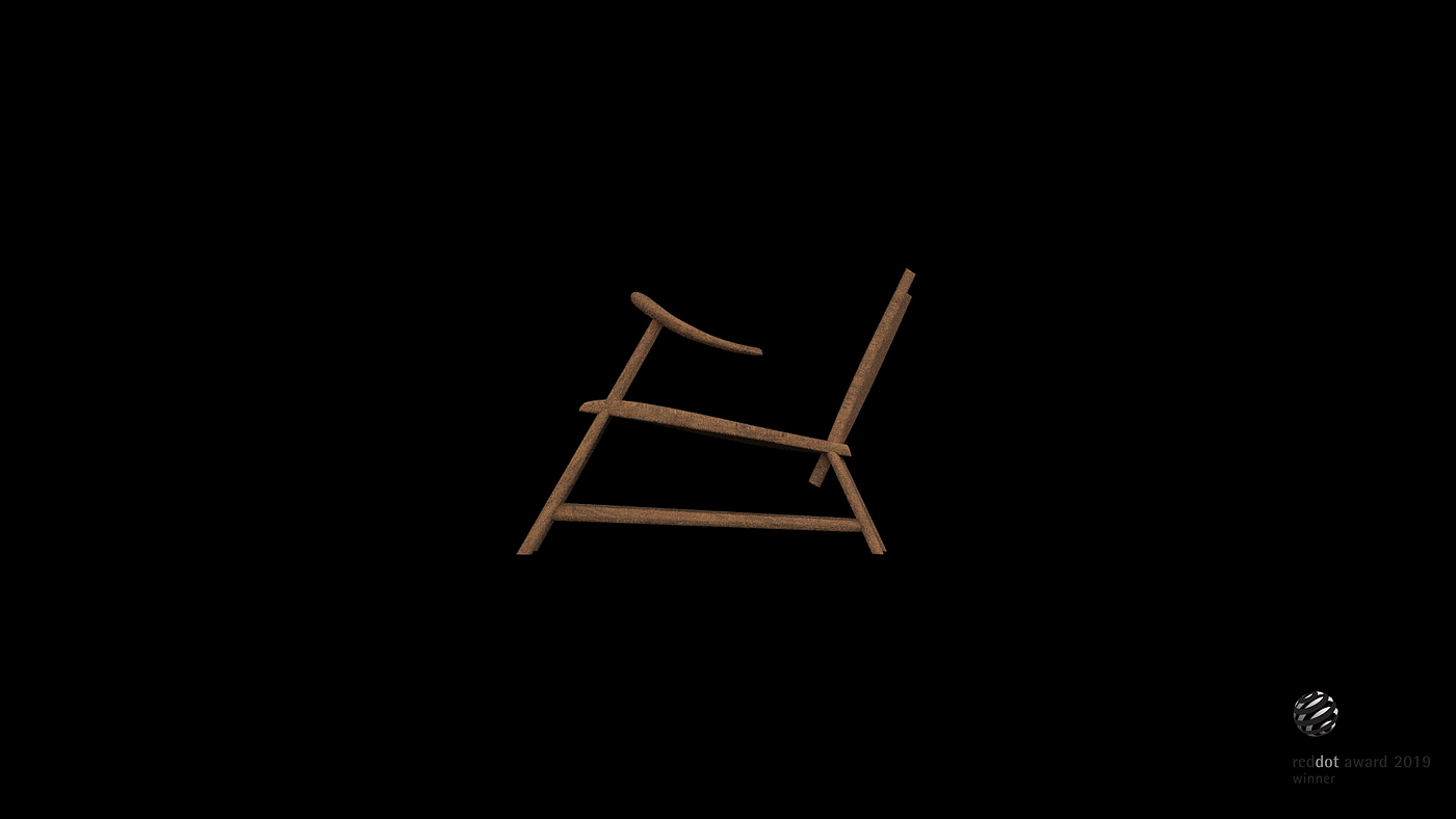 2019 red dot design concept award，Inspired Chinese seal manuscript，Armchair，Rocking chair，Solid wood, oak and metal，furniture design ，