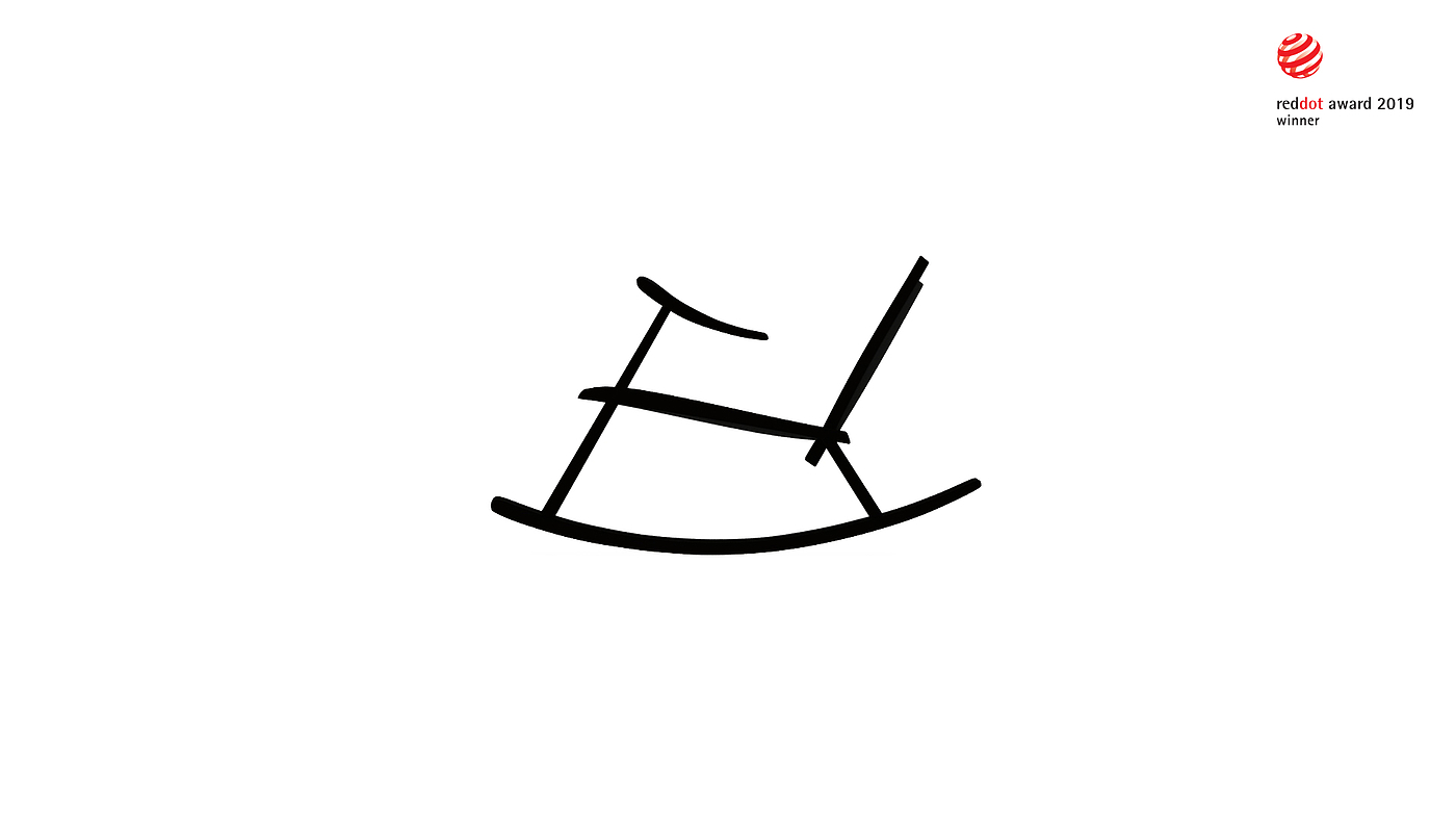 2019 red dot design concept award，Inspired Chinese seal manuscript，Armchair，Rocking chair，Solid wood, oak and metal，furniture design ，
