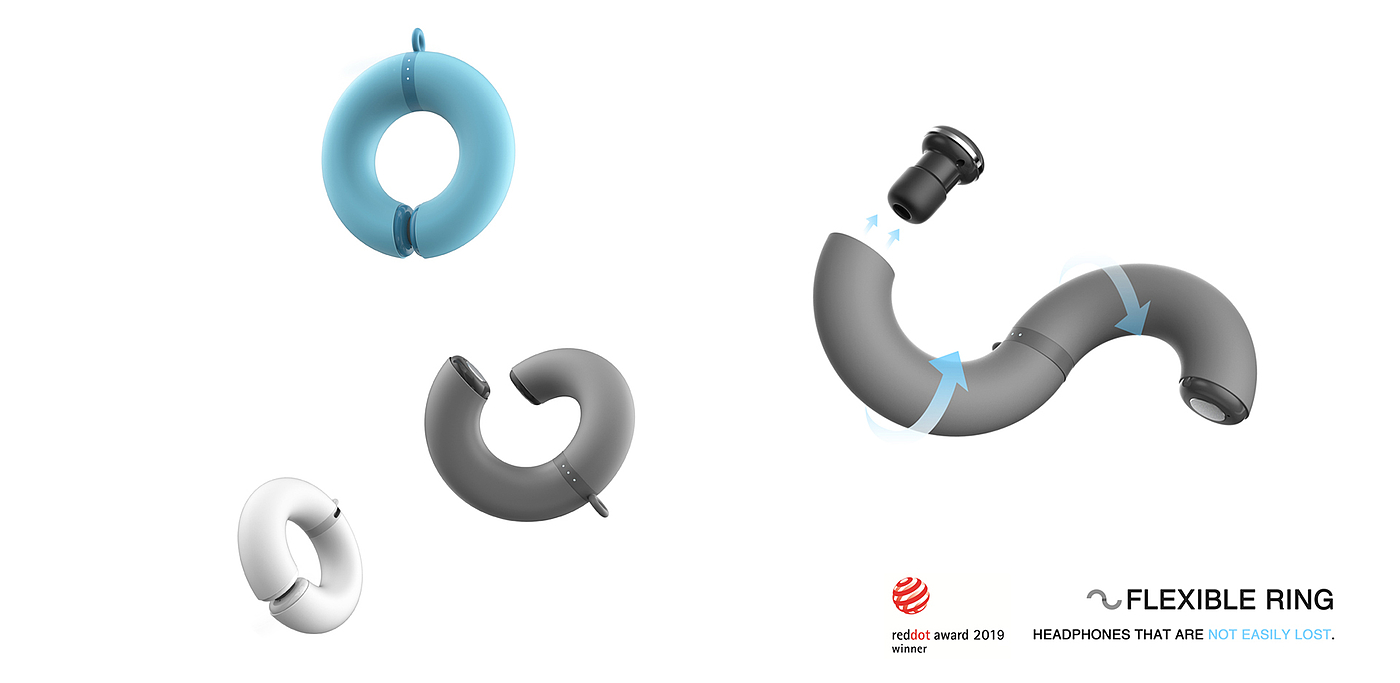 环形，耳机盒，蓝牙耳机，耳塞式耳机，弹性环，2019红点设计概念大奖，