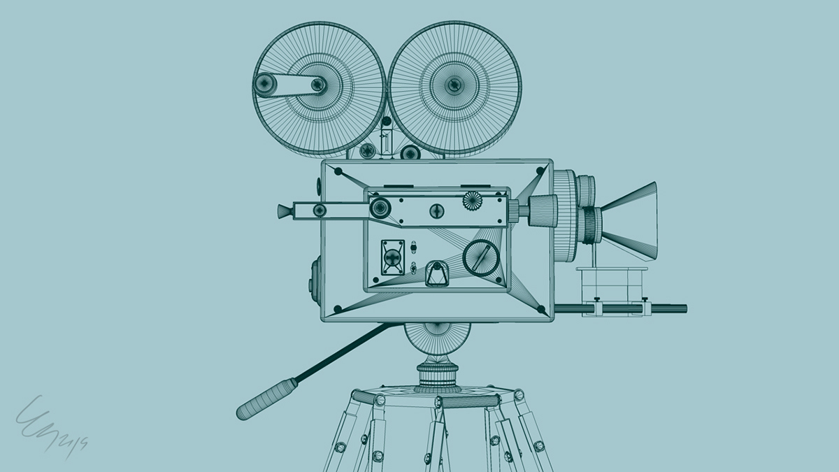 老式的電影攝影機