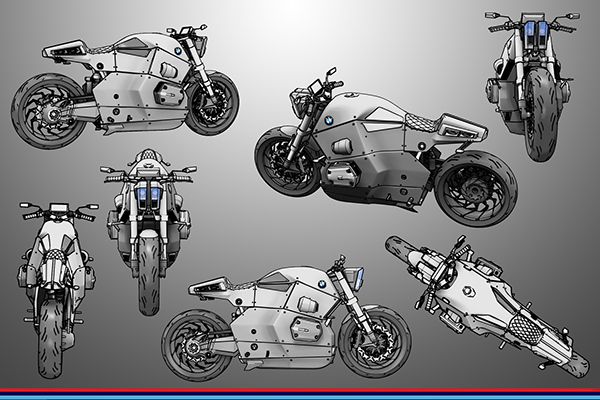 industrial design，conceptual design，BMW series，motorcycle，design sketch，