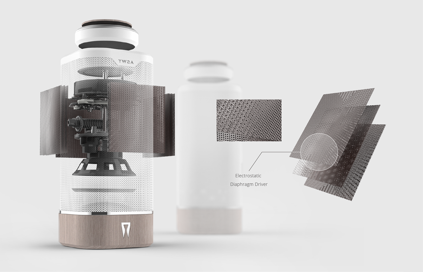 magnetic suspension，Color intelligent lighting system，Two way loudspeaker，Diaphragm driver，a treble，