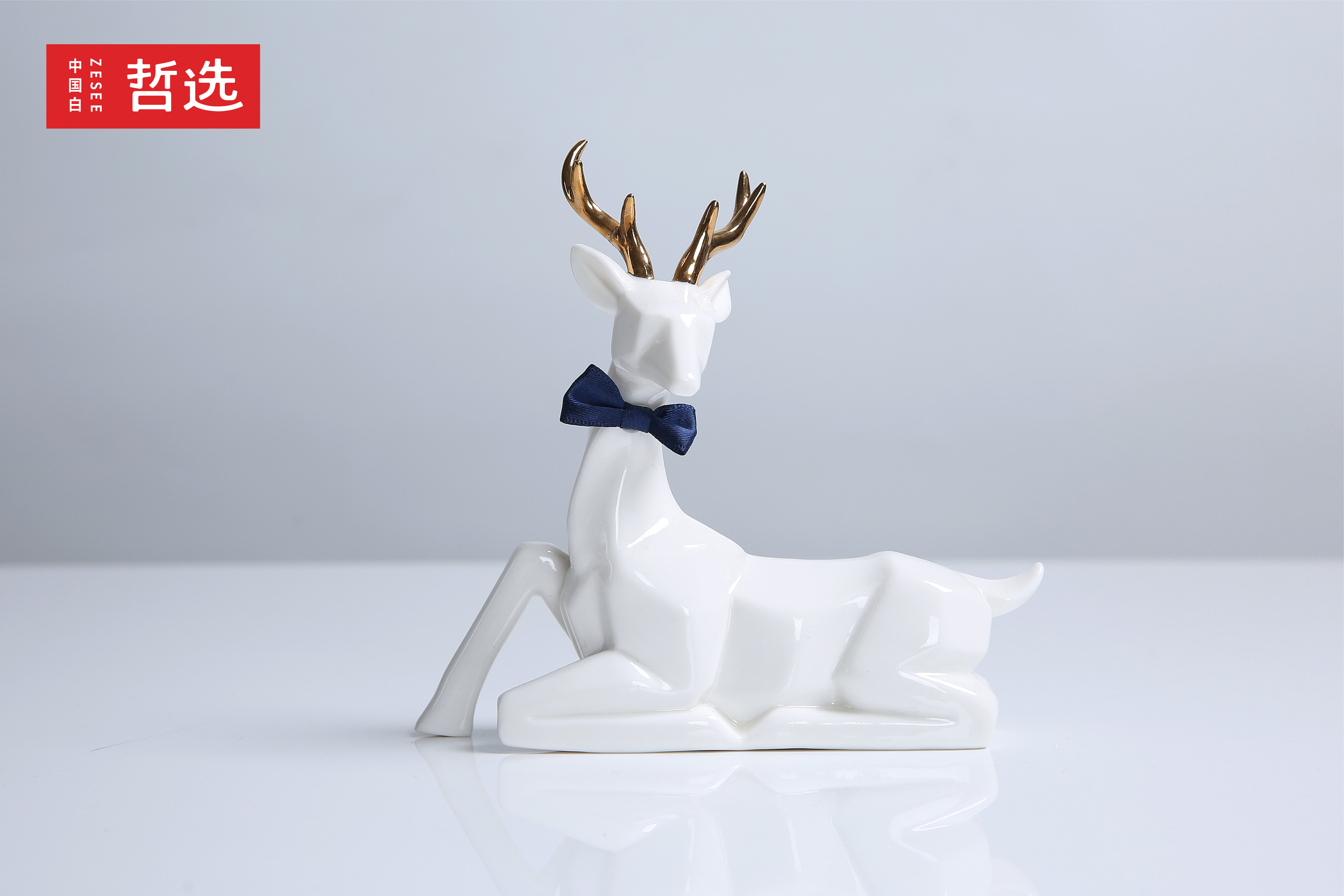 Chinese white，Zhe Xuan，ceramics，Design，deer，product，Simplicity，Ornaments，