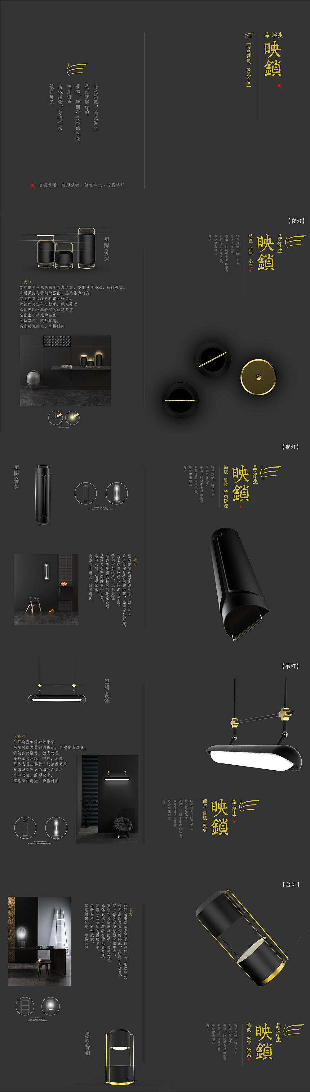 Black pottery · brass，Yeutz design，Smart home LED lamp，lock，time，Semantic system，