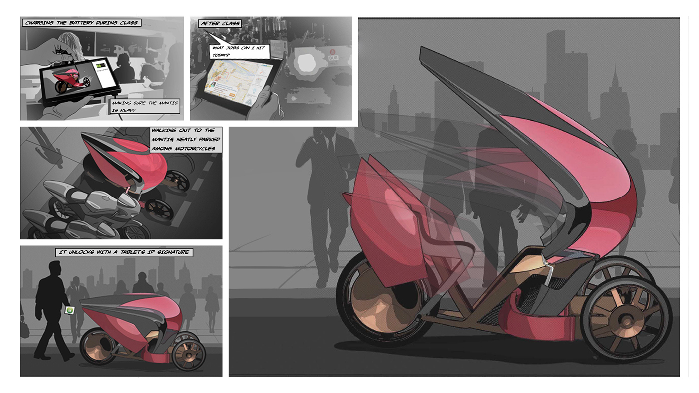工业设计,科技智能,摩托车设计,故事板,效果图