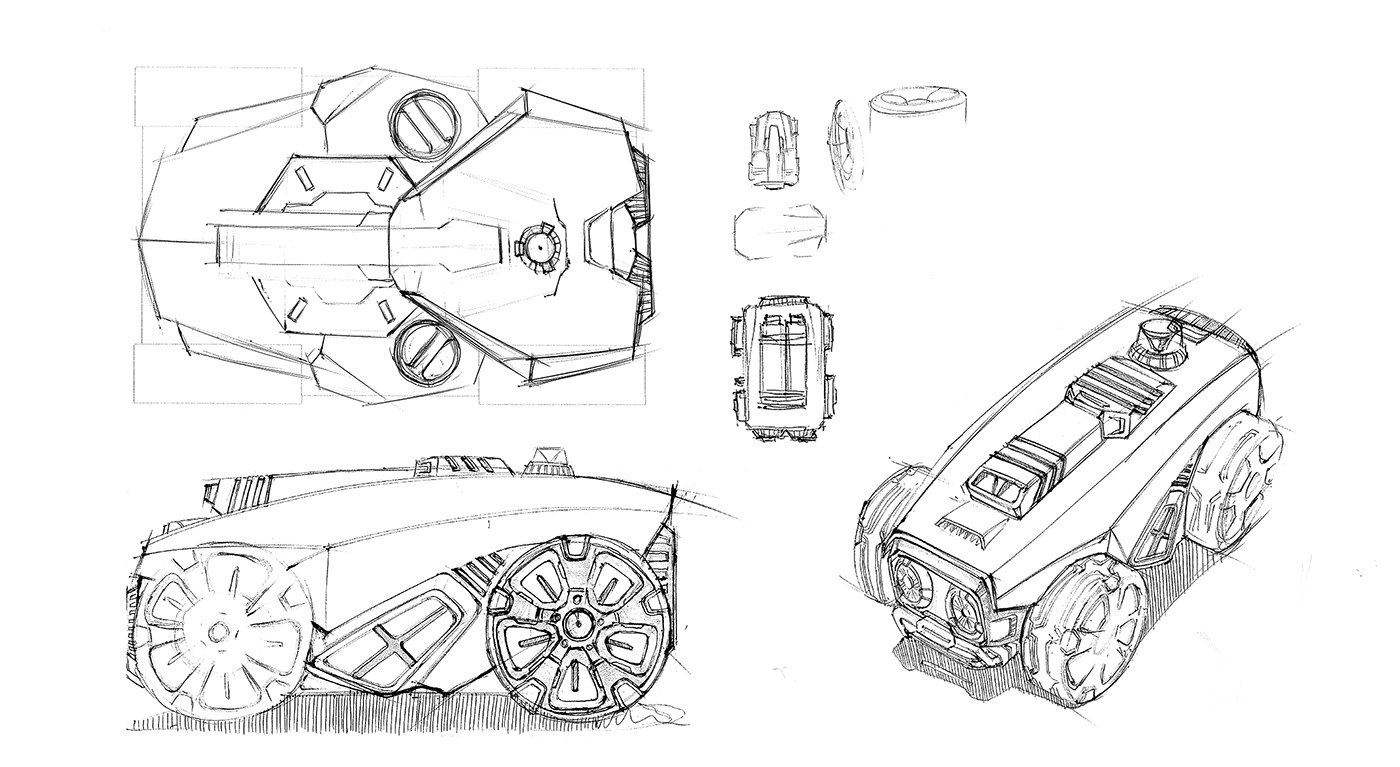 industrial design，Hand drawn，Intelligent technology，conceptual design，