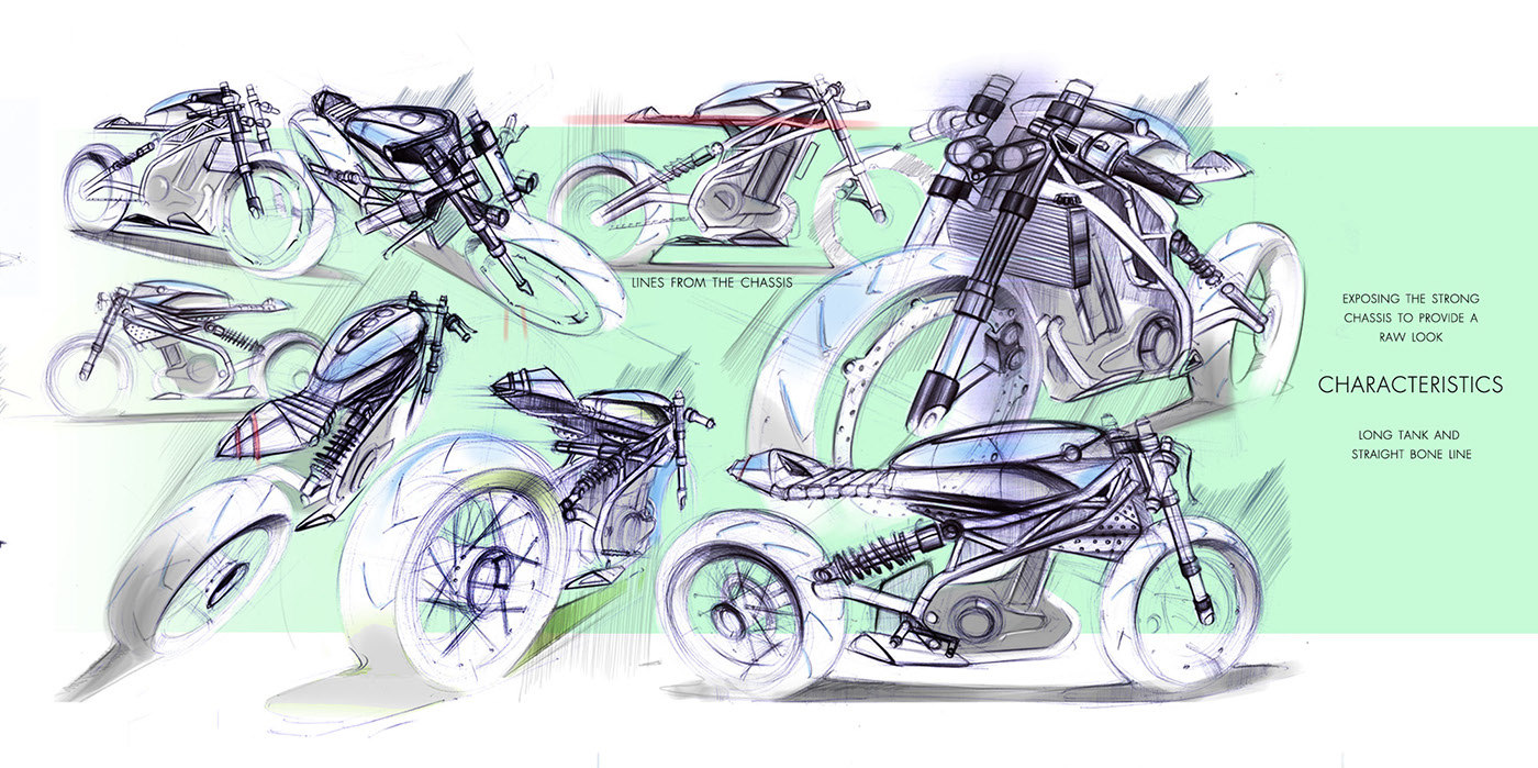 industrial design，Intelligent technology，Hand drawn，Automatic design，Motorcycle design，