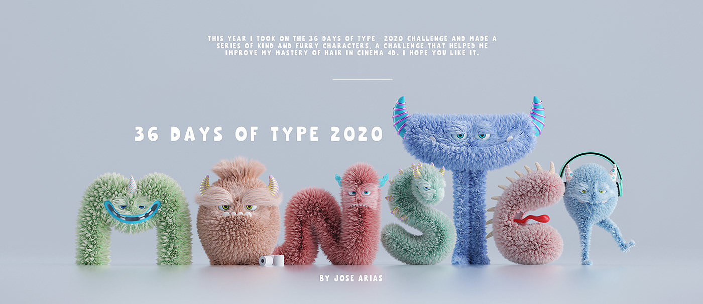 animation，film，4d，letter，Plush，Monster，