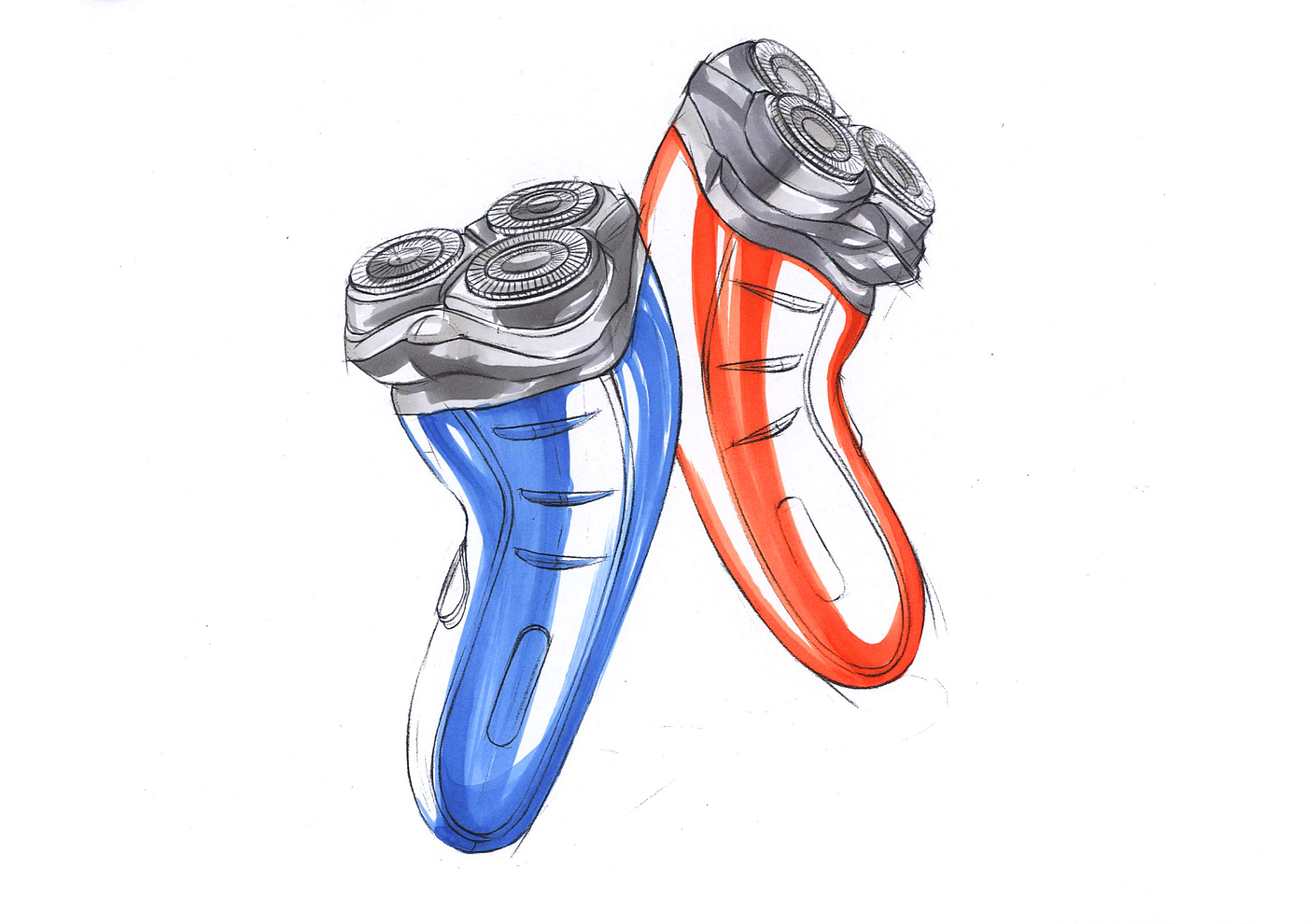 Hand drawn，razor，product design，