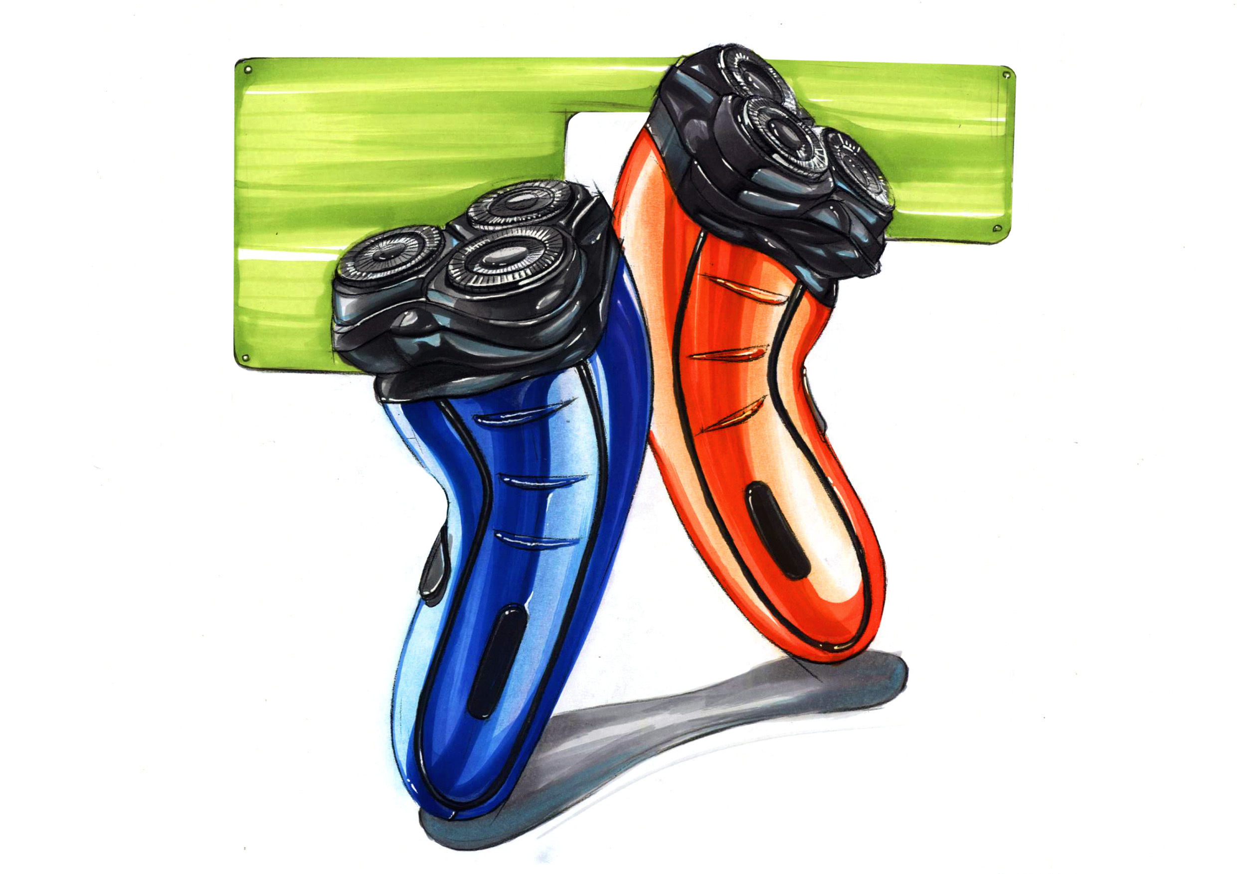 Hand drawn，razor，product design，