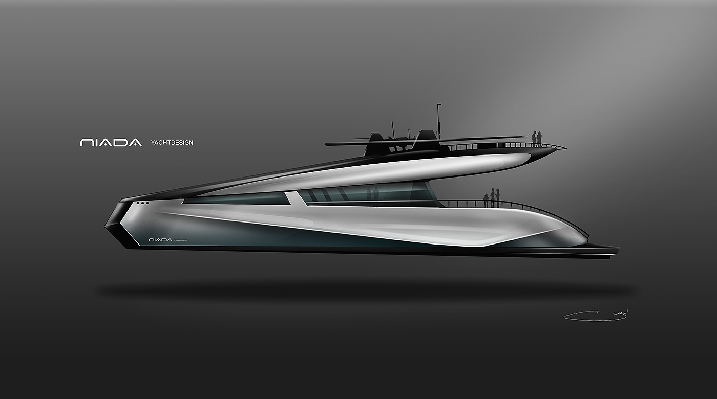 Yacht Design ，industrial design，design sketch，Scientific and technological intelligence，Hand drawn，luxury，