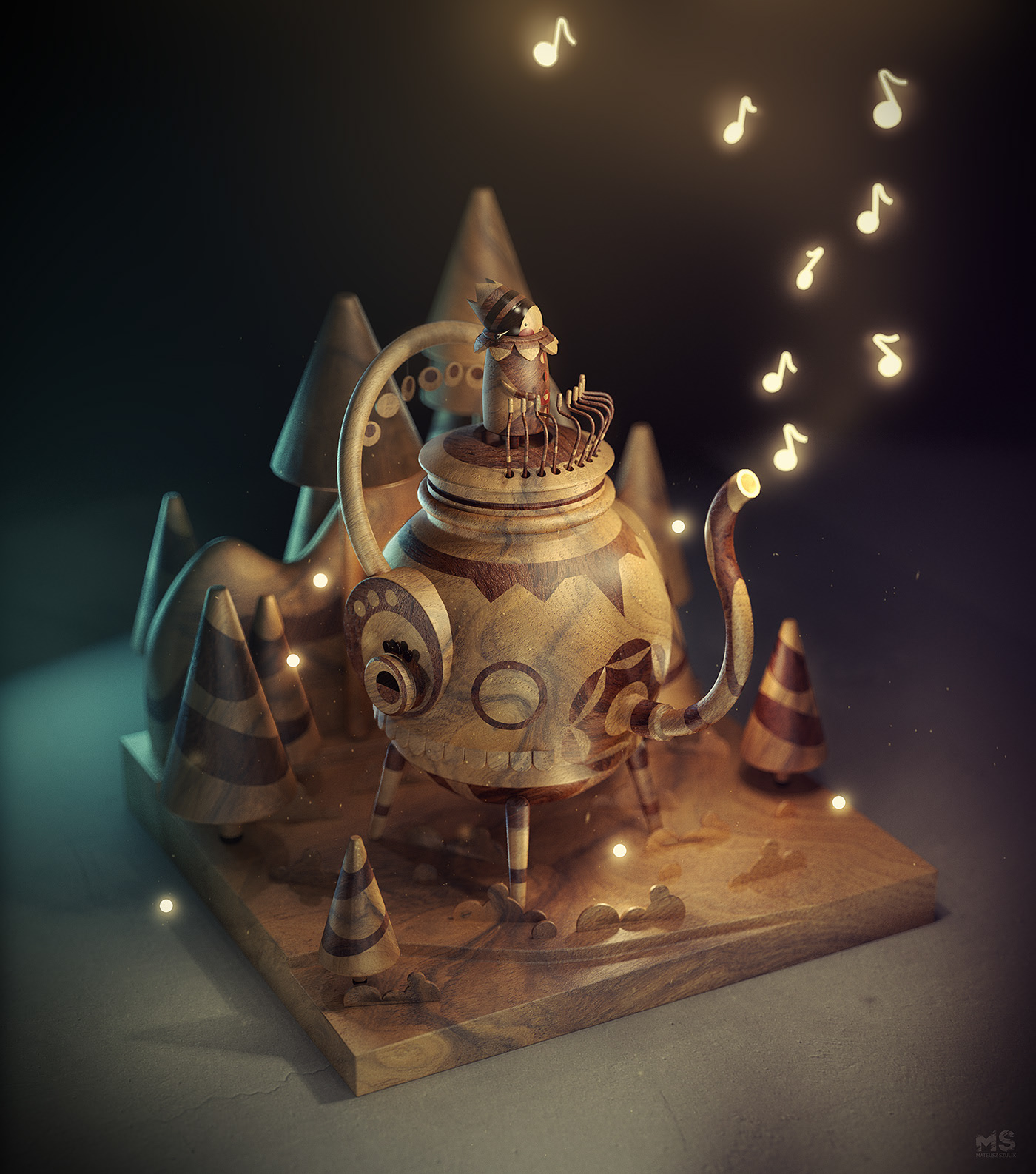 Toys，wooden ，poster，illustration，lovely，carving，