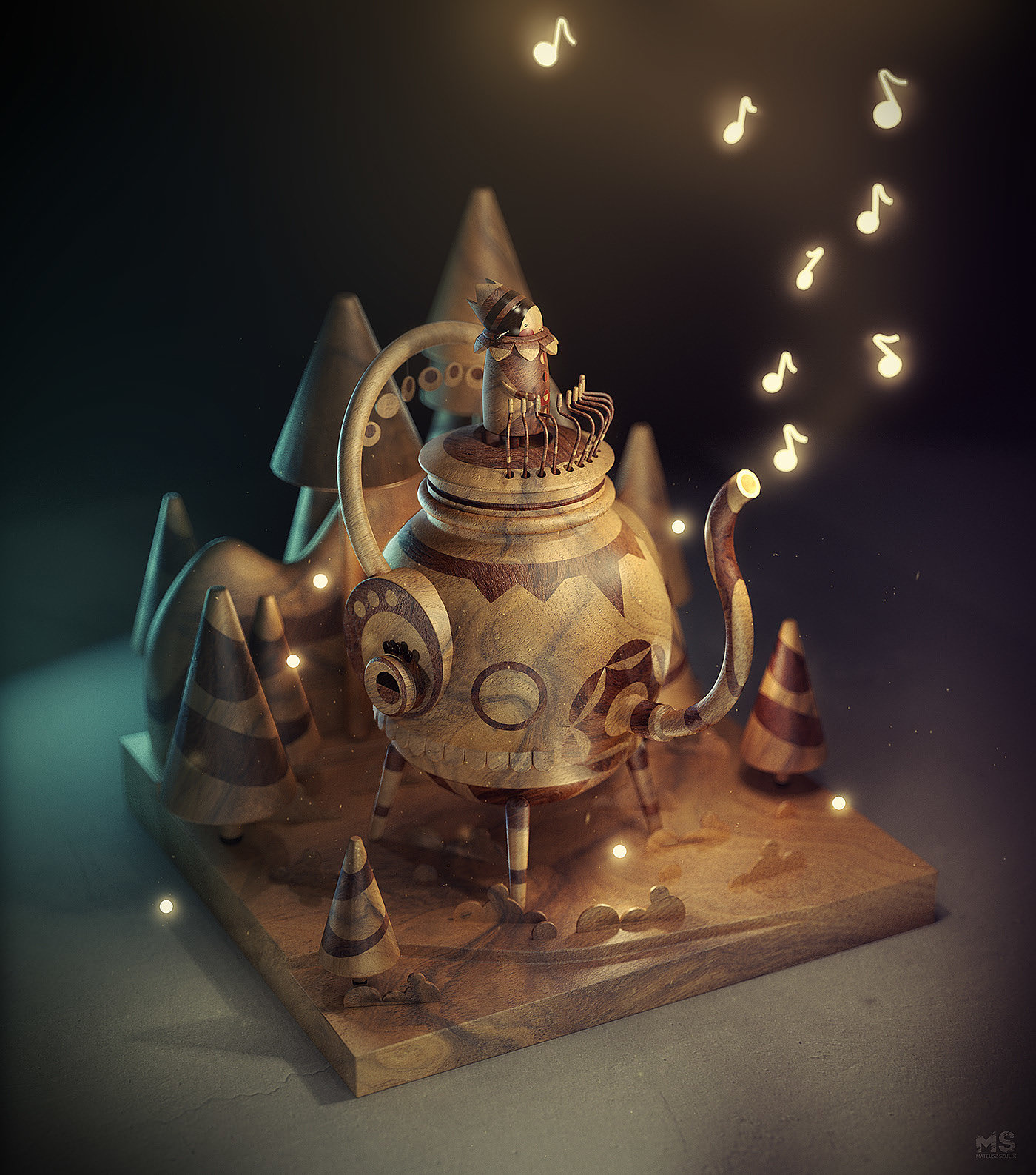 Toys，wooden ，poster，illustration，lovely，carving，