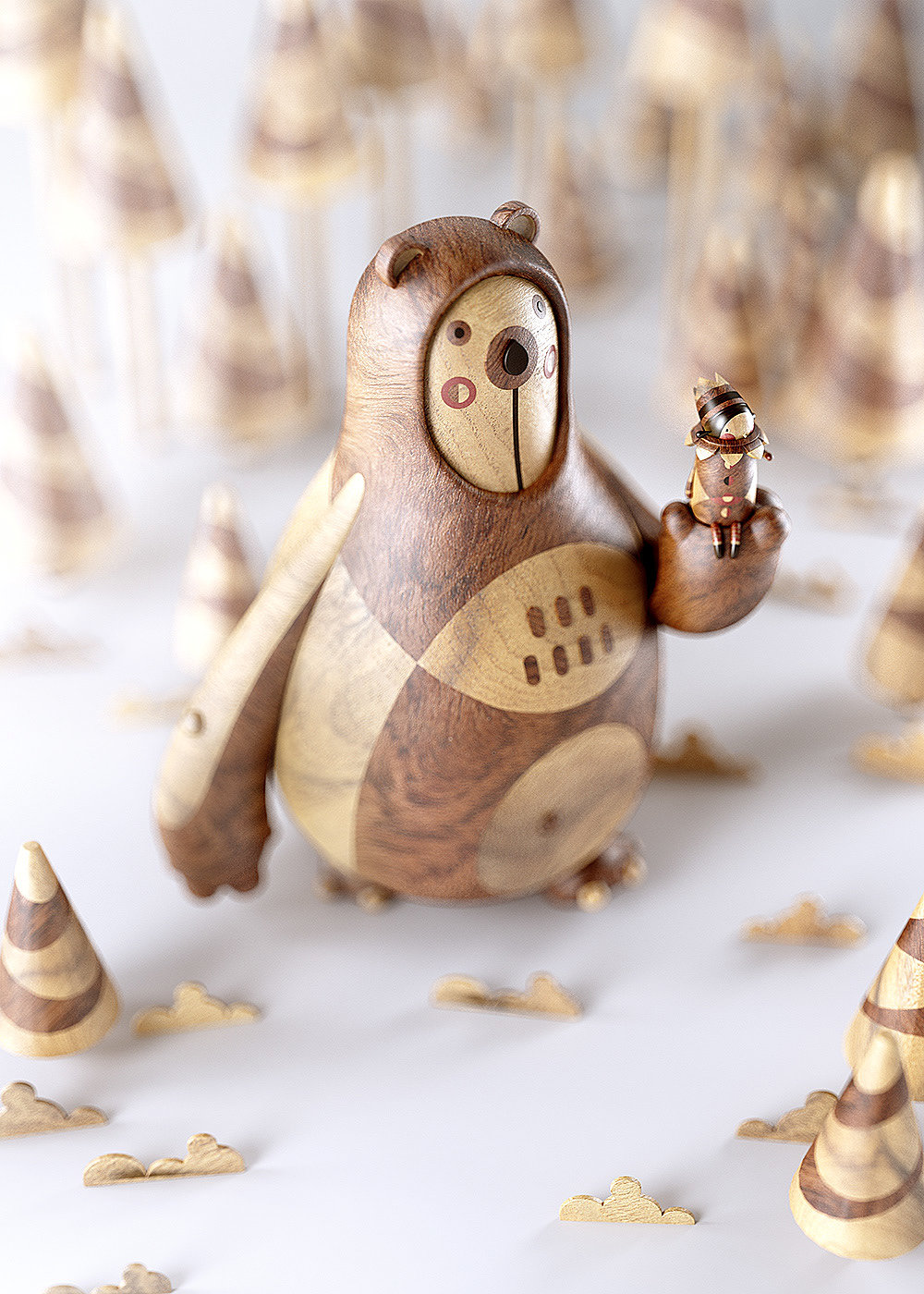 Toys，wooden ，poster，illustration，lovely，carving，