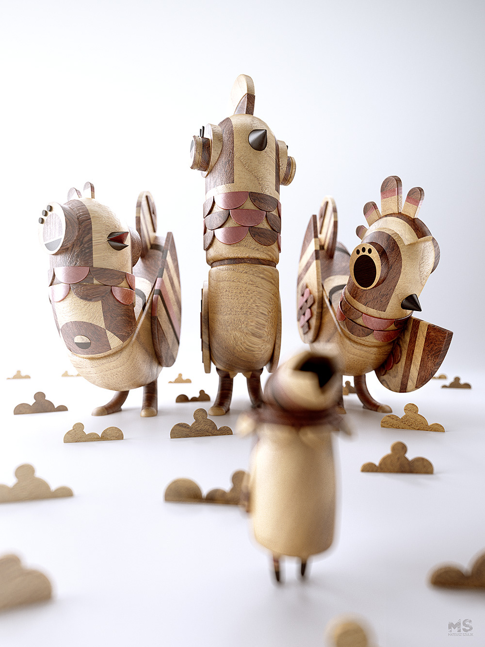 Toys，wooden ，poster，illustration，lovely，carving，