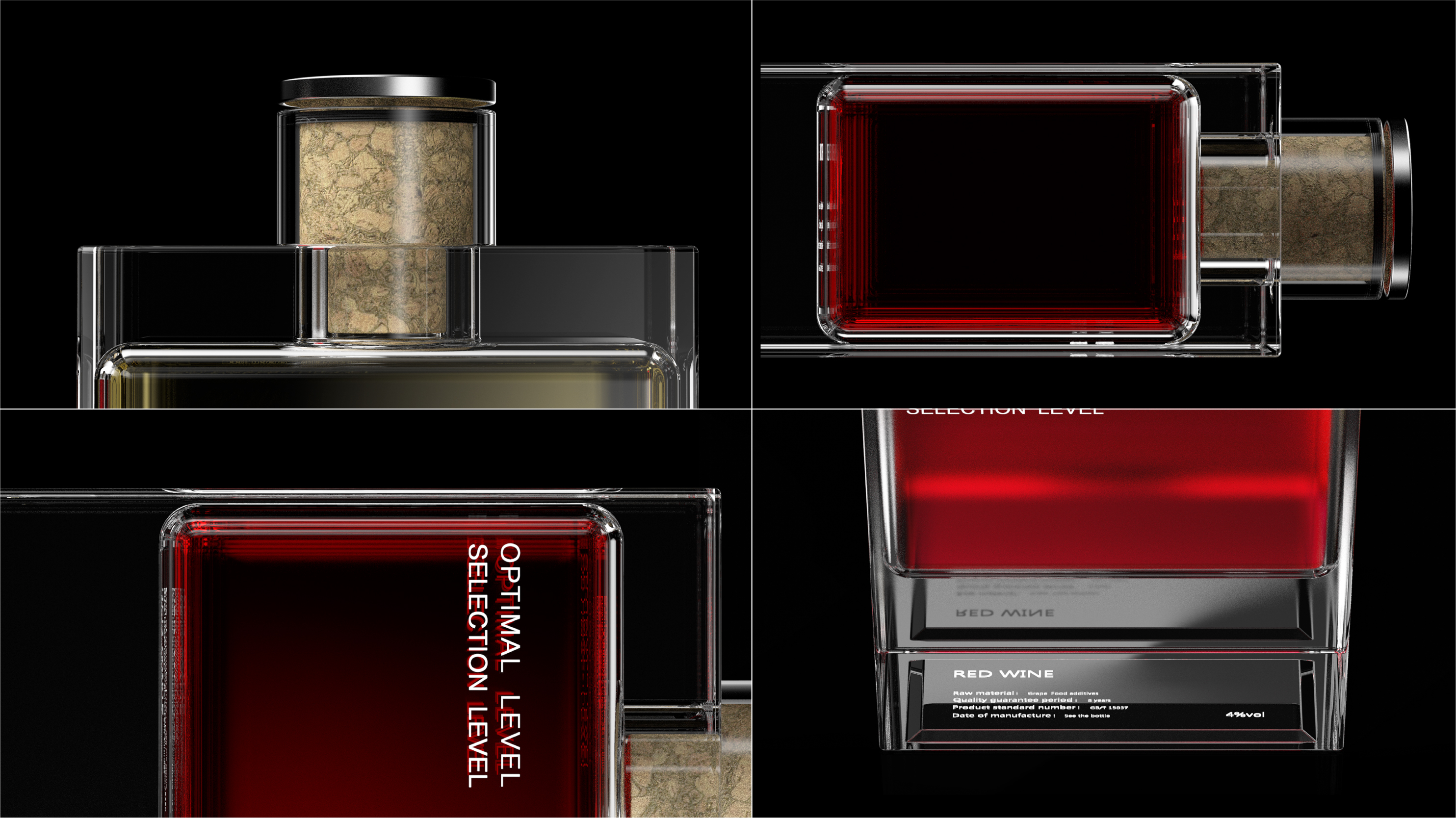 Wine bottle and packaging，