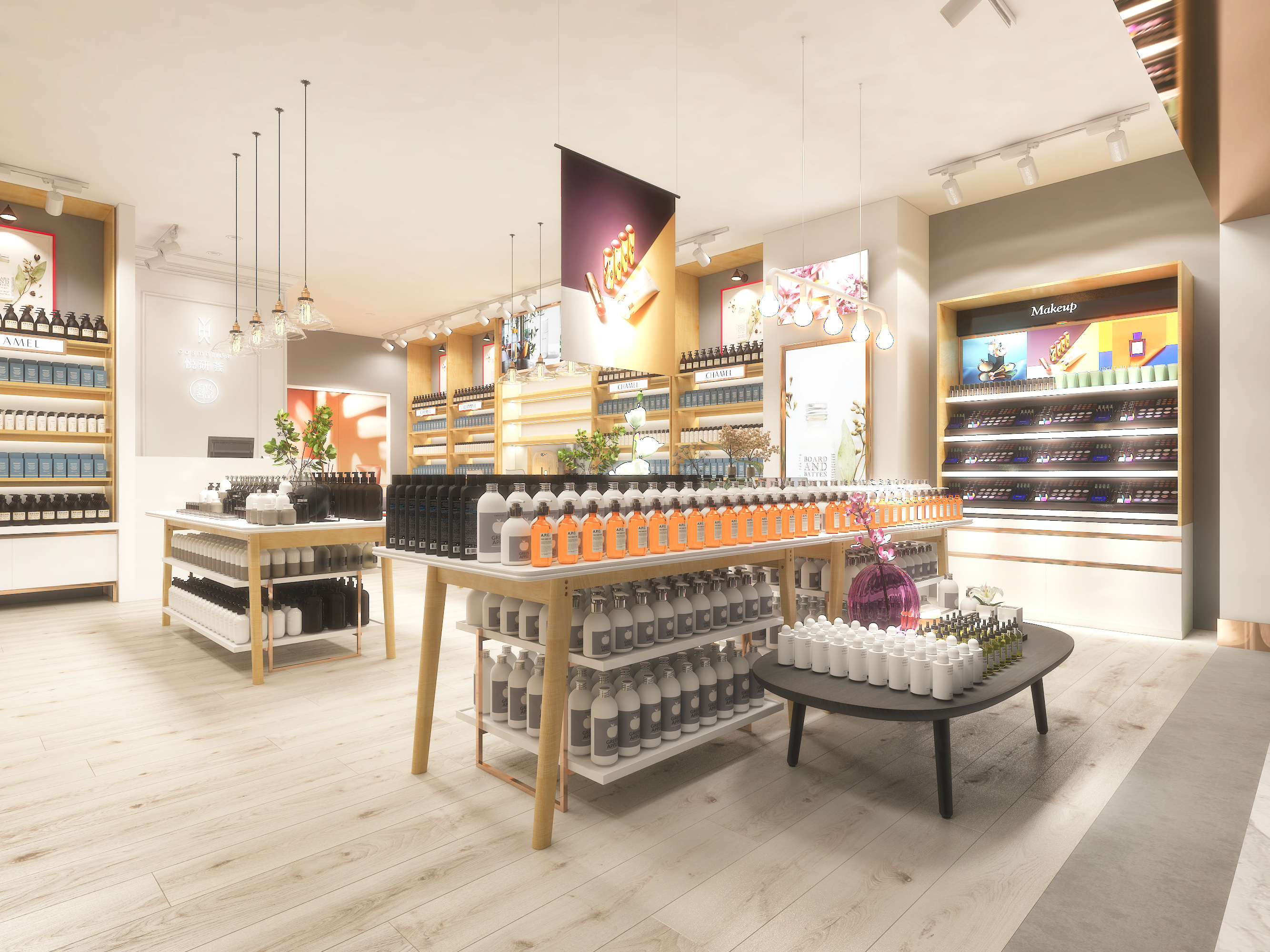 Commercial space design，Beauty shop，space design ，Store design ，Cosmetics industry，Si design，Chain store design，